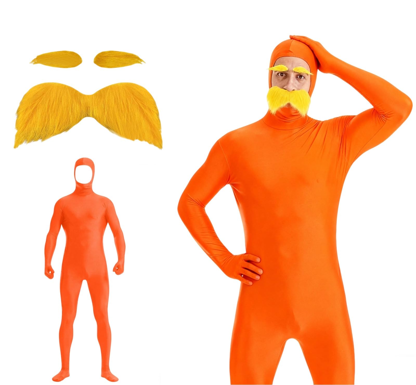 Damen Herren Greenscreen Anzug Suit Unisex Ganzkörperanzug Halloween Karneval Ganzkörper Slenderman Kostüm Bodysuit Orange Karneval Lorax Kostüm Open Face Cosplay Jumpsuit Ganzkörperanzug Orange 2025 170 01 Orange Angebot bei HelloDeals