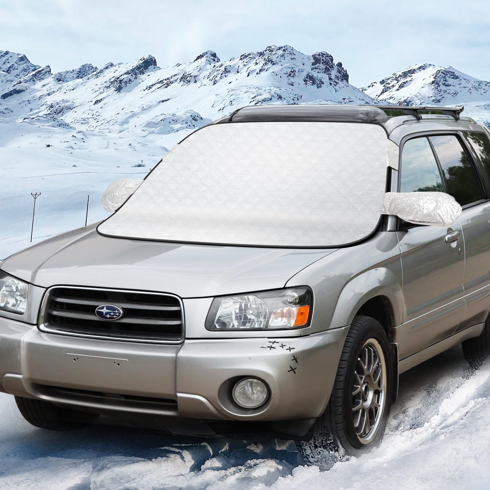 Kiaitre Frontscheibenabdeckung, Autoabdeckung Winter, Auto Scheibenabdeckung mit Magnet, Windschutzscheibenabdeckung für gegen Sonne, Staub, Frost, Wasserbeständig (152×123cm) Angebot bei HelloDeals