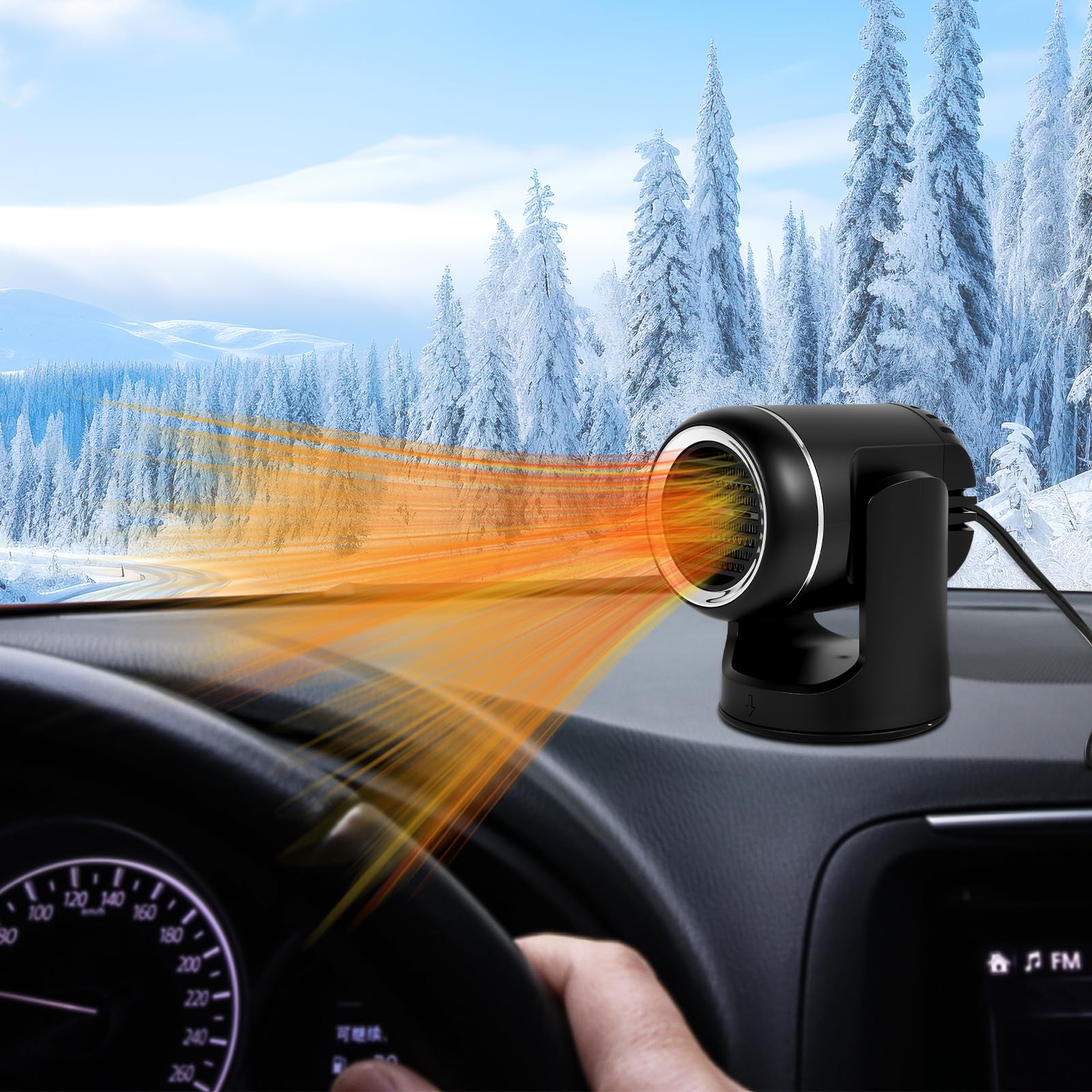 Auto Heizung 12V 150W, Tragbare Autoheizung Heizlüfter 2 in 1 Heizung & Ventilator, N1 Windschutzscheibe Entfroster Demister, Zusatzheizung fürs Auto, 360° Drehbar, Stecker für Zigarettenanzünder Schwarz Angebot bei HelloDeals