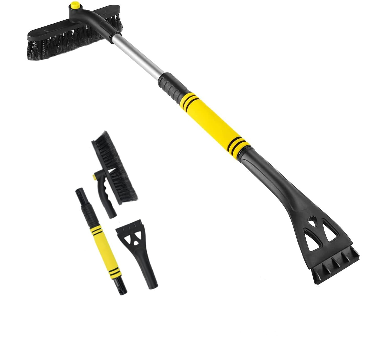 NUYGNIX Eiskratzer Auto mit Besen, 2 in 1 Auto Eiskratzer Scheibenkratzer Auto,Abnehmbarer Auto Eiskratzer mit Schaumstoffgriff & 360° Drehbarem Bürstenkopf Gelb Angebot bei HelloDeals