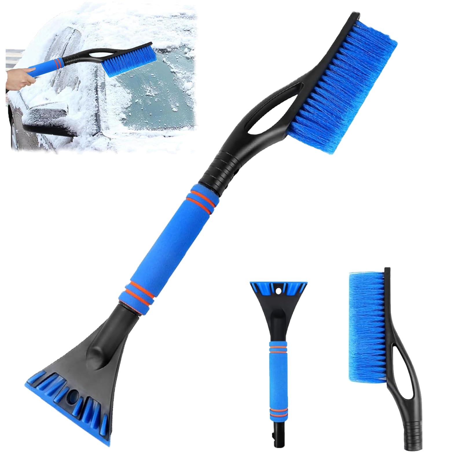 JLTXKST 2 in 1 - Schneebesen mit Eiskratze,Auto Eiskratzer, mit Ergonomischem Abnehmbarer Eisschaber,Auto Schneebesen,für PKW, LKW und SUV (Blau) Angebot bei HelloDeals