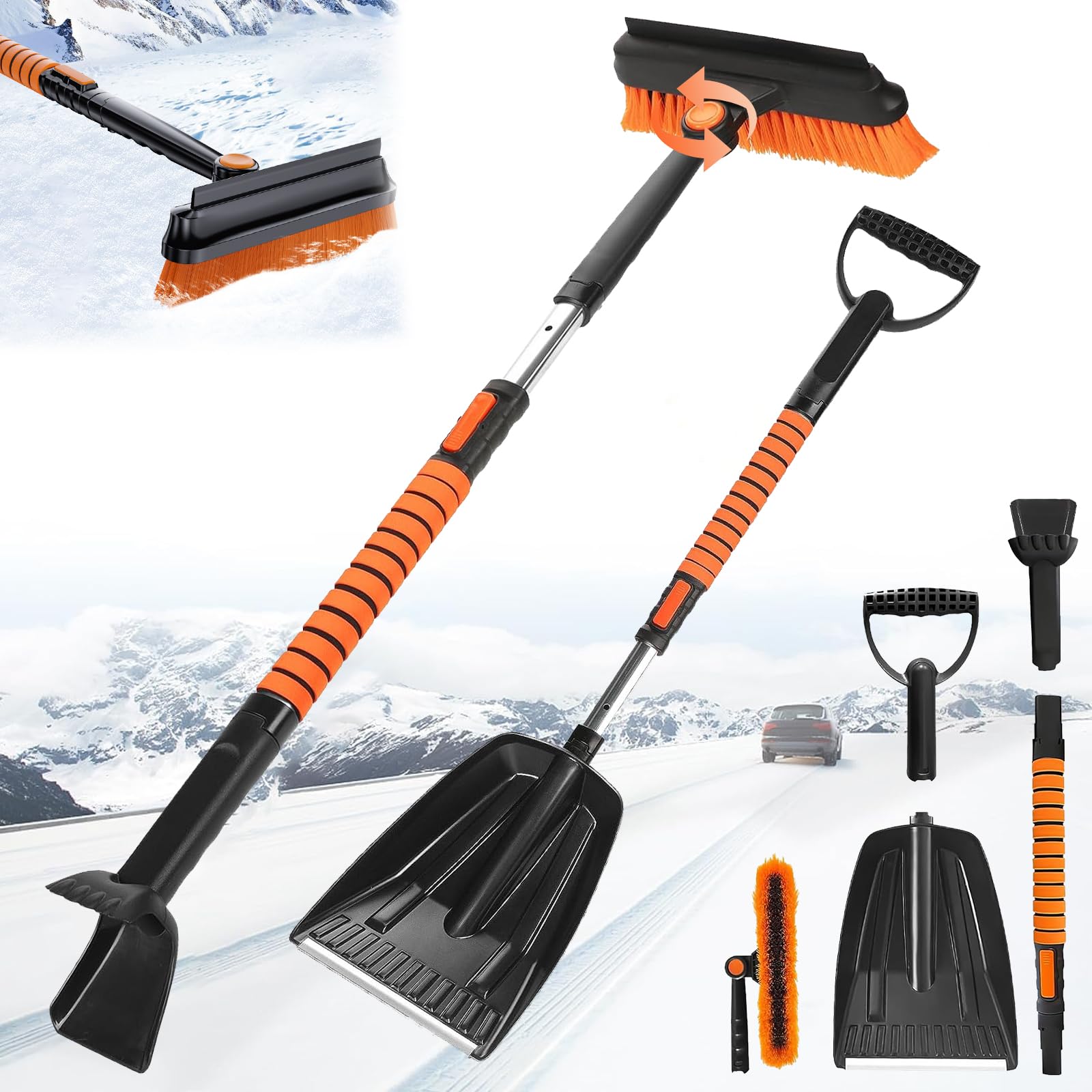 Eiskratzer Auto mit Besen,5 in 1 Schneebesen Abnehmbarer,Eiskratzer mit Besen,Abnehmbarer Eisschaber,Auto Eiskratzer,180° Drehbarer Schneebürste,Schneebesen Auto,mit Ergonomischem Schaumstoffgriff Fünf in einem Angebot bei HelloDeals