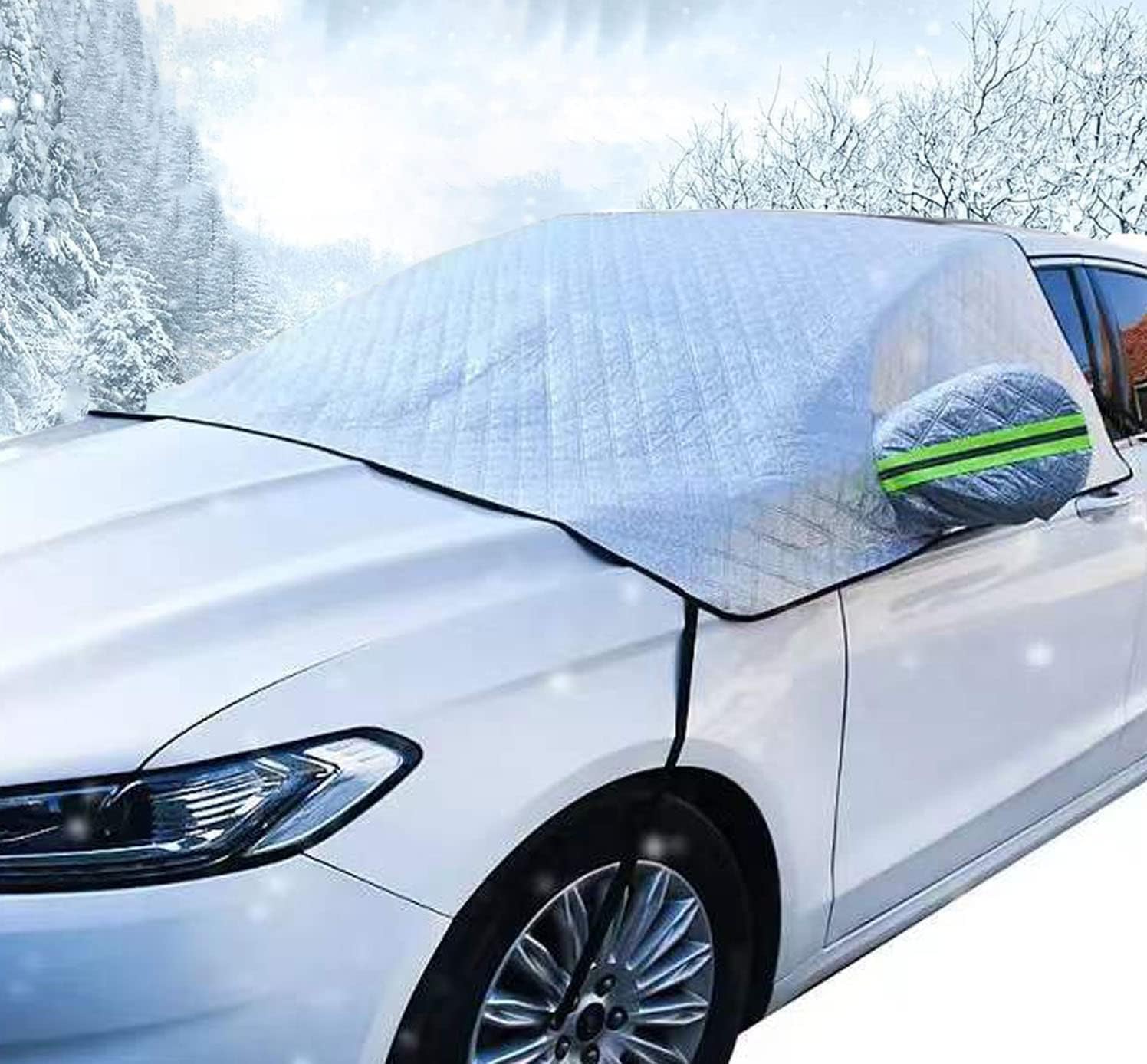 Frontscheibenabdeckung,Frostschutz Auto Frontscheibe,Sonnenschutz Auto Frontscheibe ​Abdeckung,Auto Windschutzscheiben Faltbar,Winterabdeckung Eisschutzfolie für gegen Schnee Frost und Sonne,230*145cm Silber Angebot bei HelloDeals