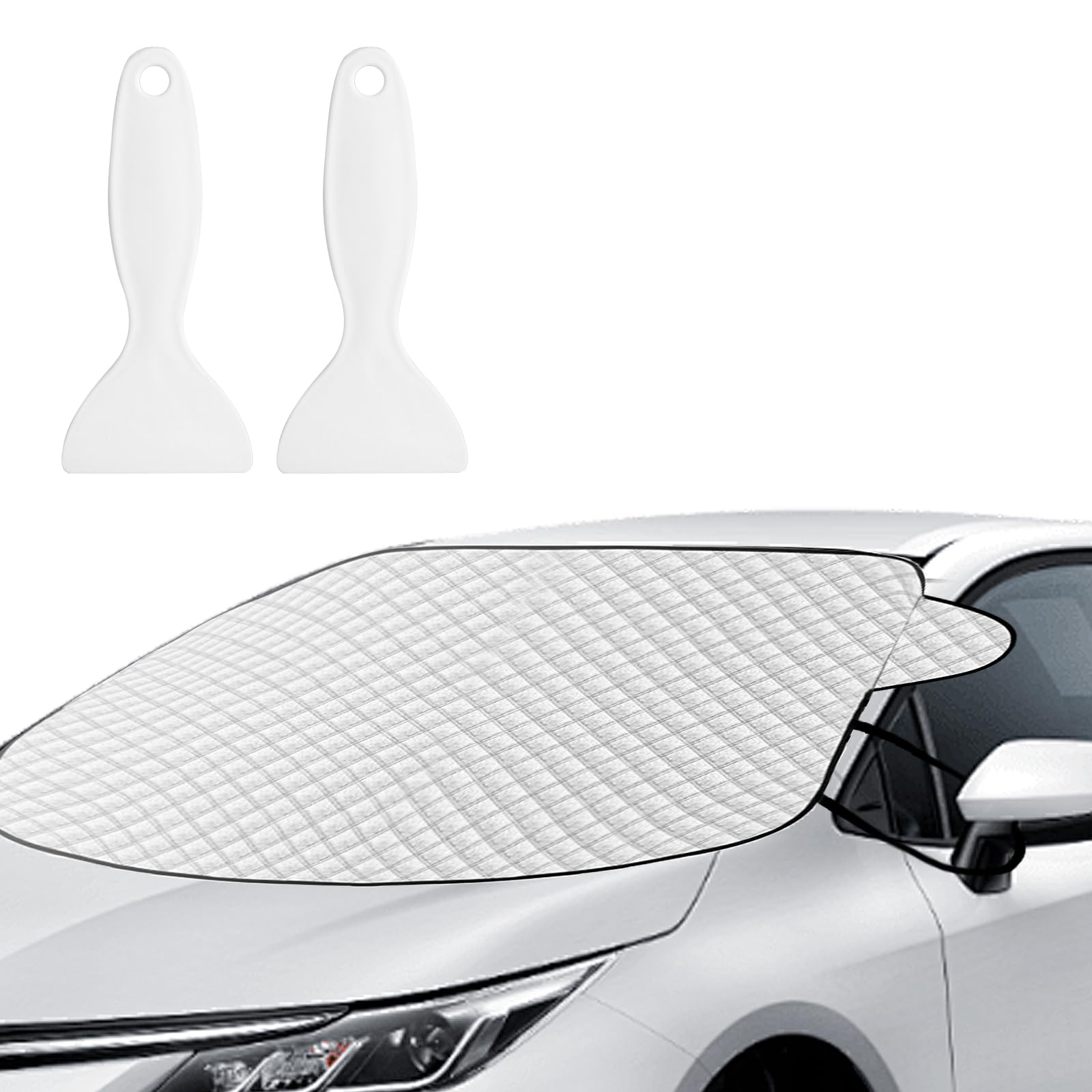 Sonnenschutz Auto Frontscheibe, 142 x 96cm Frostschutz-Windschutzscheibenabdeckung, Sommer & Winter Frontscheibenabdeckung für Auto SUVs gegen Schnee EIS Frost Staub UV-Schutz, mit 2 Schneeschaufel Angebot bei HelloDeals