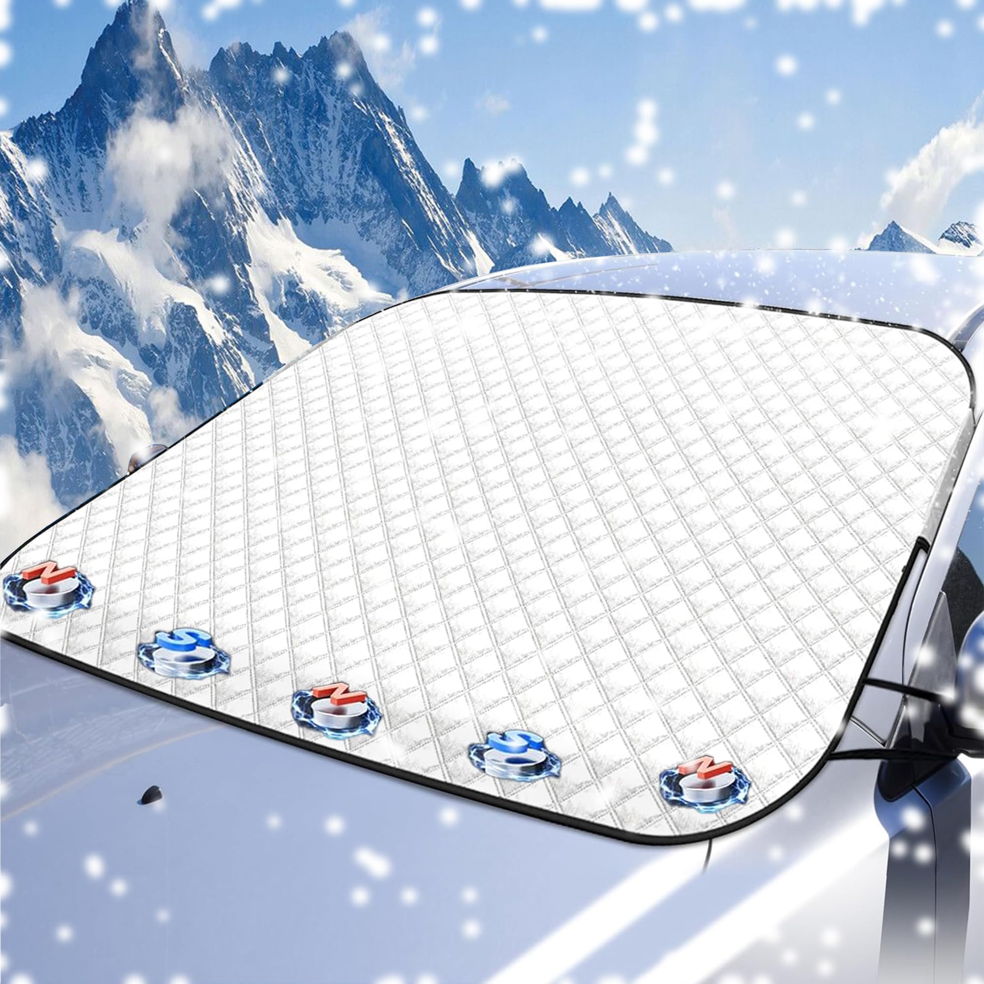Yiichiy Frontscheibenabdeckung Winter, Scheibenabdeckung Auto Winter, Windschutzscheibenabdeckung mit 5 Magnet Fixierung, Autoscheiben Abdeckungen Winter, Faltbar Frontscheibenabdeckung, 150 * 120cm Angebot bei HelloDeals