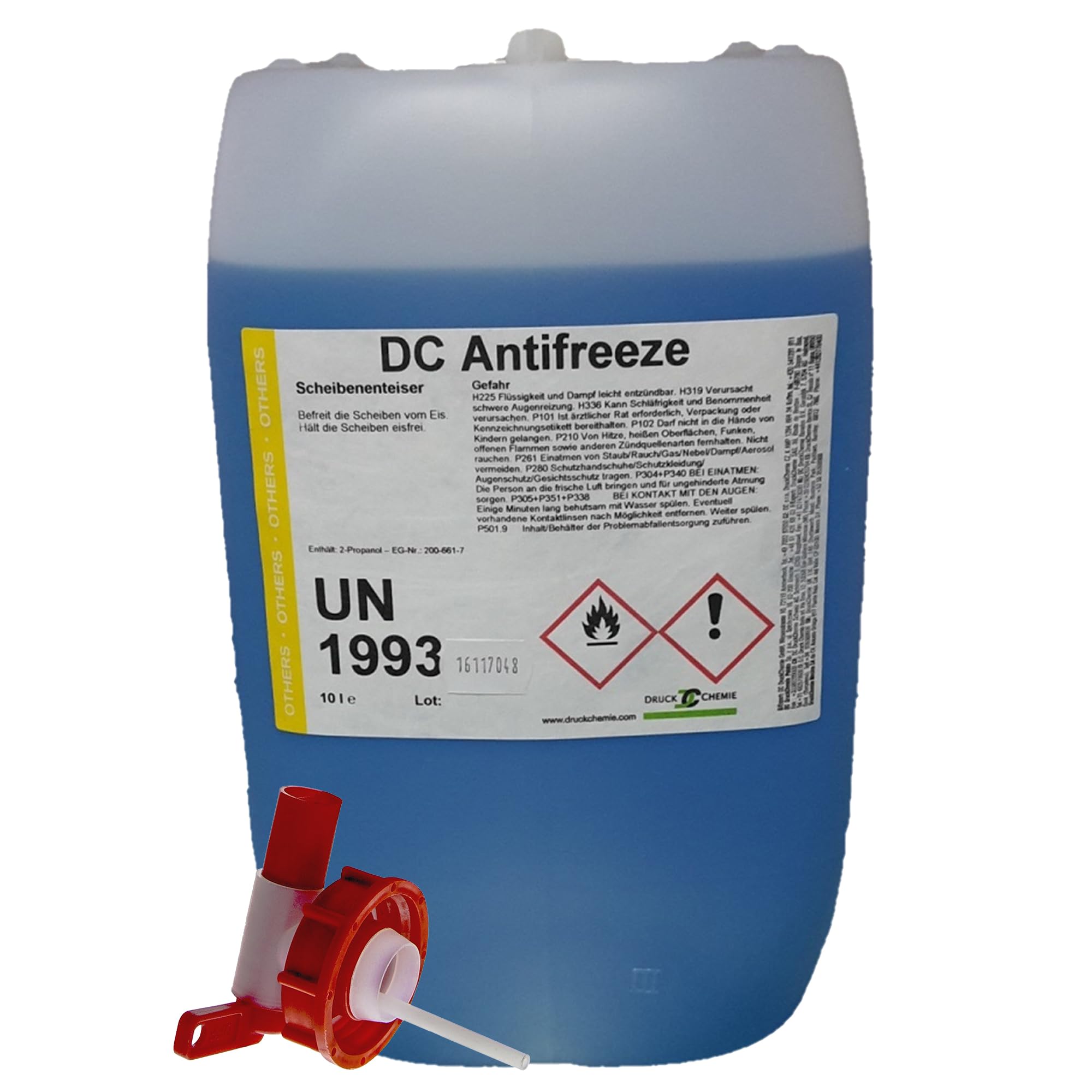 DC DruckChemie GmbH Antifreeze Scheibenenteiser Auto 20L + Auslaufhahn - Leistungsstarker Entfroster für Autoscheiben, Seitenspiegel & Scheinwerfer Angebot bei HelloDeals