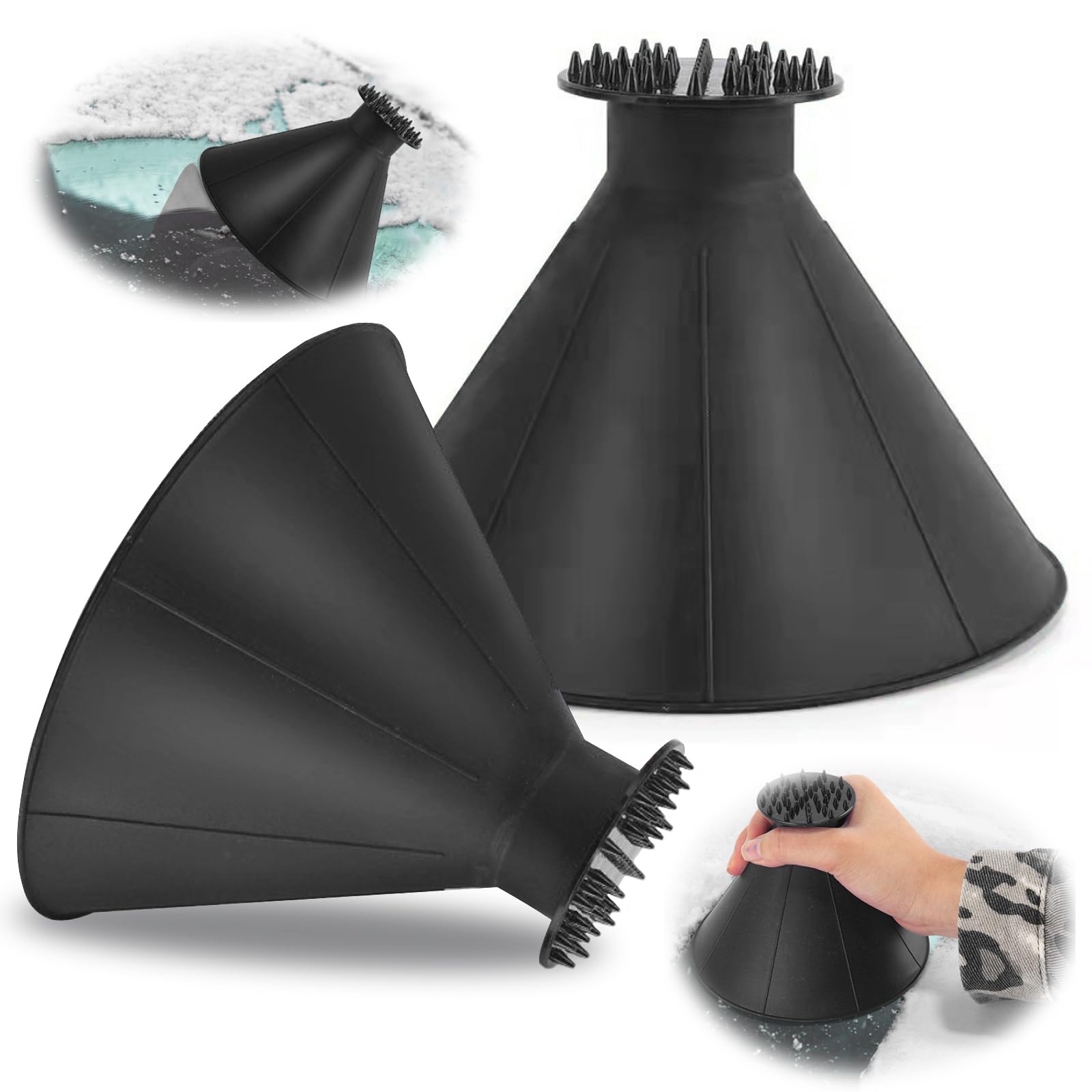 behone Auto Eiskratzer 2 Stück Auto Eiskratzer mit Trichter Rund,Eiskratzer Rund Auto,Auto-Eiskratzer mit Trichter 360 Grad Autoscheiben Eisschaber für Auto Windschutzscheibe Fensterscheiben,Schwarz Angebot bei HelloDeals