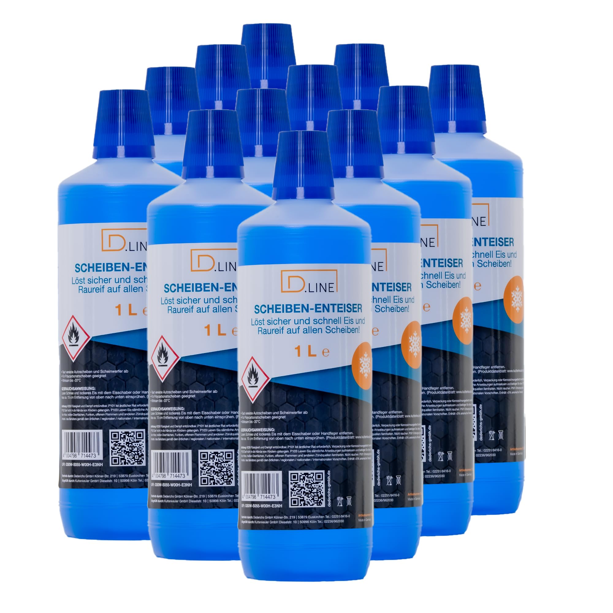 SmallParts Dederichs Scheibenenteiser Nachfüllflasche 12 Liter, sekundenschnelles enteisen von Scheiben einfach ohne kratzen,klare Sache & klare Sicht,12-teiliges Set Angebot bei HelloDeals