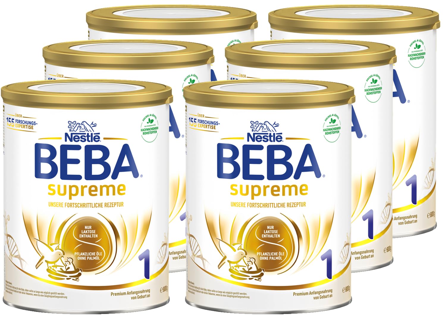 BEBA SUPREME 1 Anfangsmilch von Geburt an, Babynahrung , nur Laktose, ohne Palmöl, 6er Pack (6 x 800g) Angebot bei HelloDeals