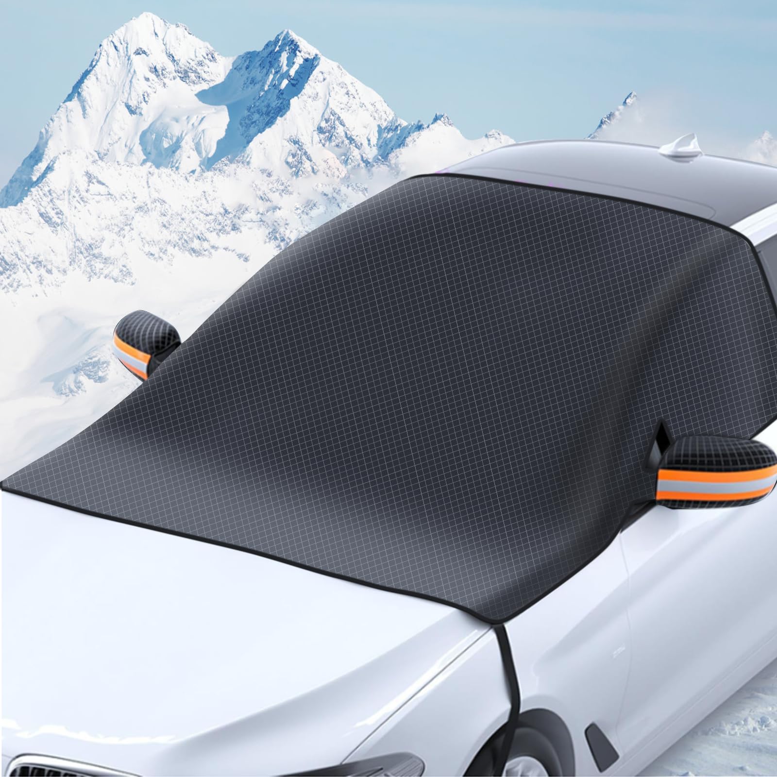 Auto Winter Windschutzscheibenabdeckung, Faltbare Windschutzscheibenabdeckung mit 6 Kleinen Magneten und Spanngurten, Windschutzscheibenschutz gegen Schnee, EIS, Frost, Staub, Sonne Angebot bei HelloDeals