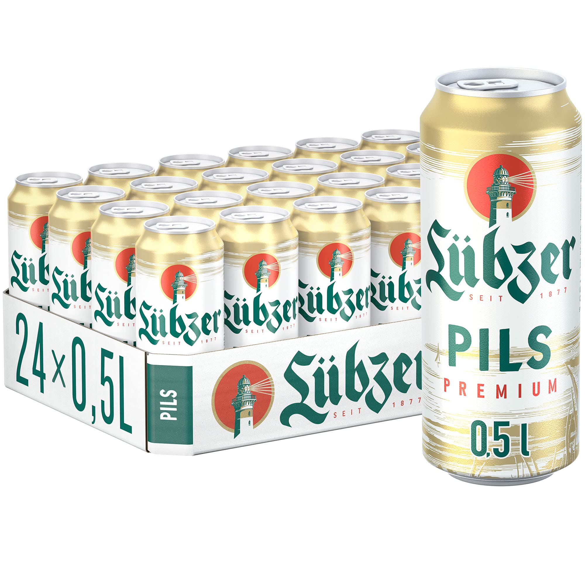 Lübzer Premium Pils, Bier Dose Einweg (24 X 0.5 L) Dosenbier Pils 500.00 ml (24er Pack) Angebot bei HelloDeals