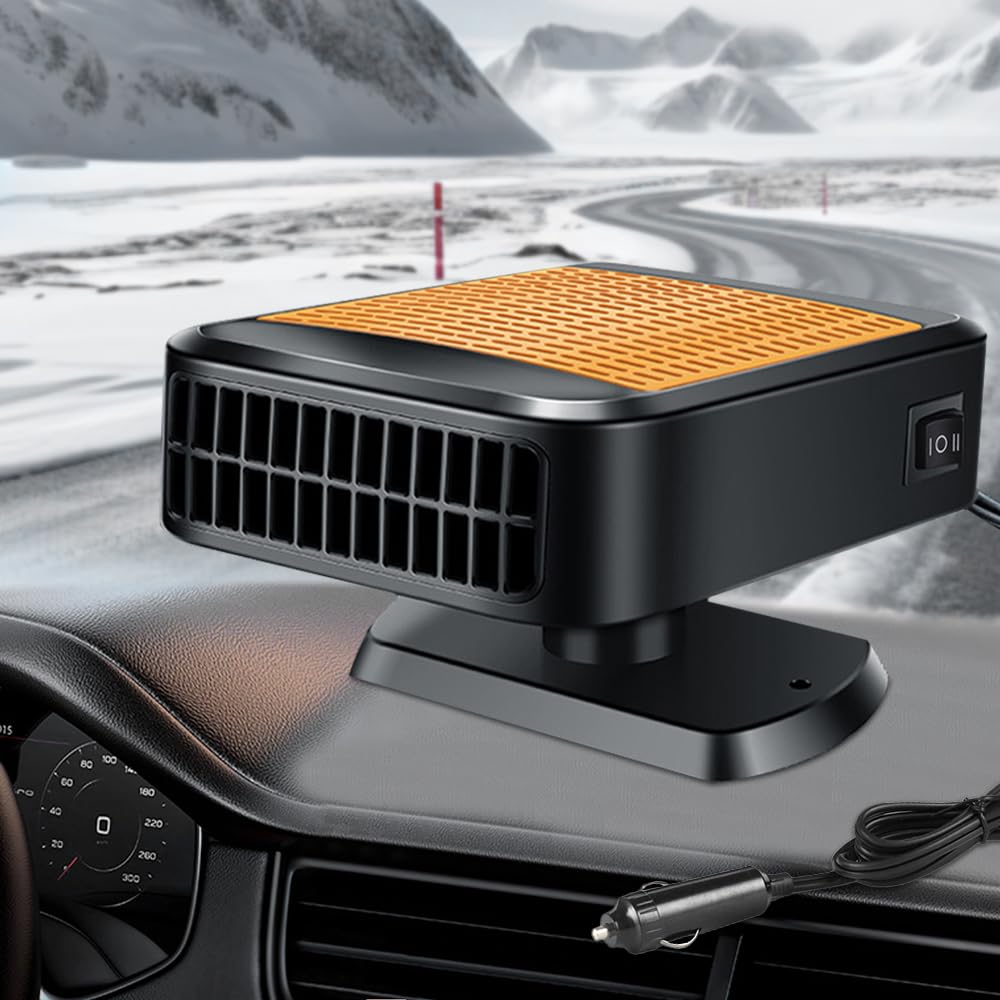 Afenau Auto Heizung 12V, 2 in 1 Heizlüfter Auto mit 360 Grad Drehung, 200W Autoheizung 12v Zigarettenanzünder, Tragbare Car Heater, Heizung für 12V Auto, LKWs, SUV, Van (Schwarz) Angebot bei HelloDeals