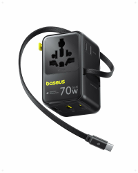 Baseus Enercore 70W Reiseadapter Weltweit mit Ausziehbarem Kabel, Universal Reisestecker mit 2AC+2USB A+USB C, Internationaler Steckdosenadapter, für USA England Japan Thailand Australien Angebot bei HelloDeals
