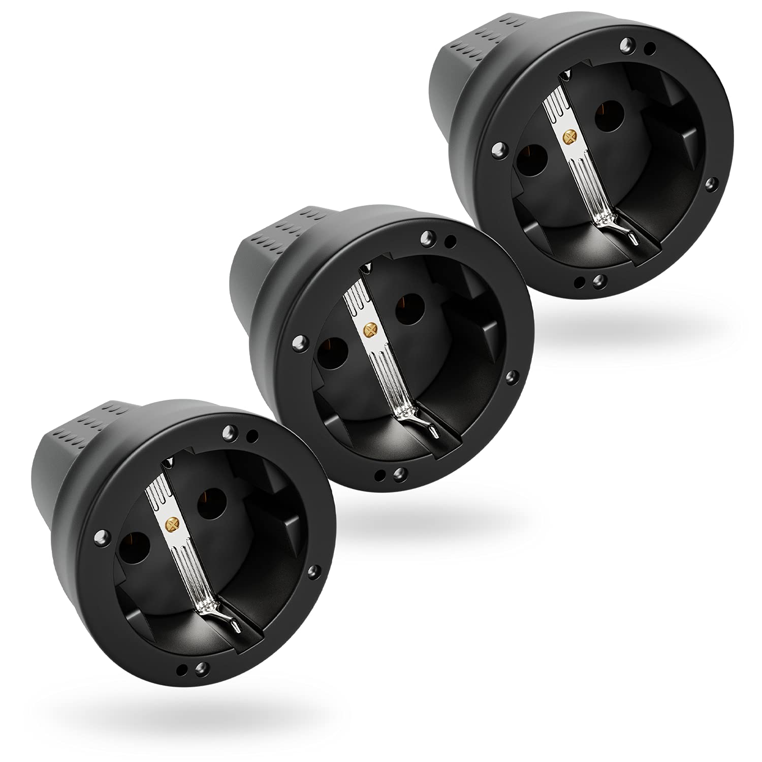 greate 3x Schuko Kupplung IP44 Aussenbereich mit Knickschutz - Gummi Kupplung 230V mit Zugentlastung, 2-polig, 16A & 3,7kW - Schukokupplungen Schutzkontakt Kupplung Kabel Kupplung Gummikupplung 230V 3er Pack Angebot bei HelloDeals