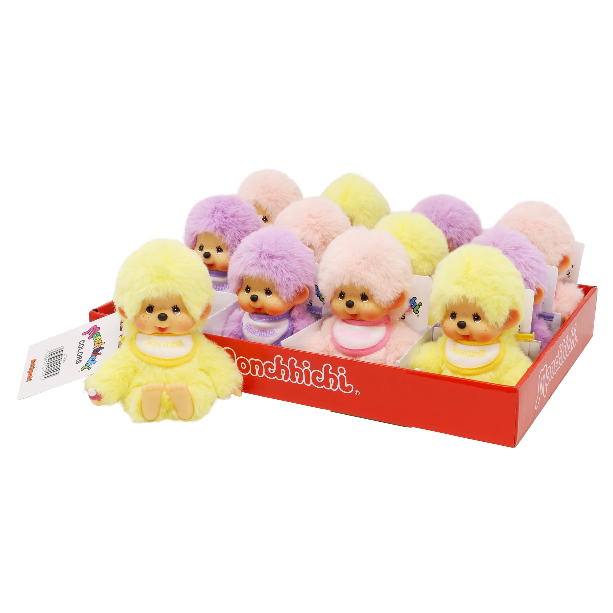 Sekiguchi 201495 - Original Monchhichi, Plüschtier sortiert in Gelb, Lila und Rosa, ca. 15 cm großes Kuscheltier aus weichem Plüsch Angebot bei HelloDeals