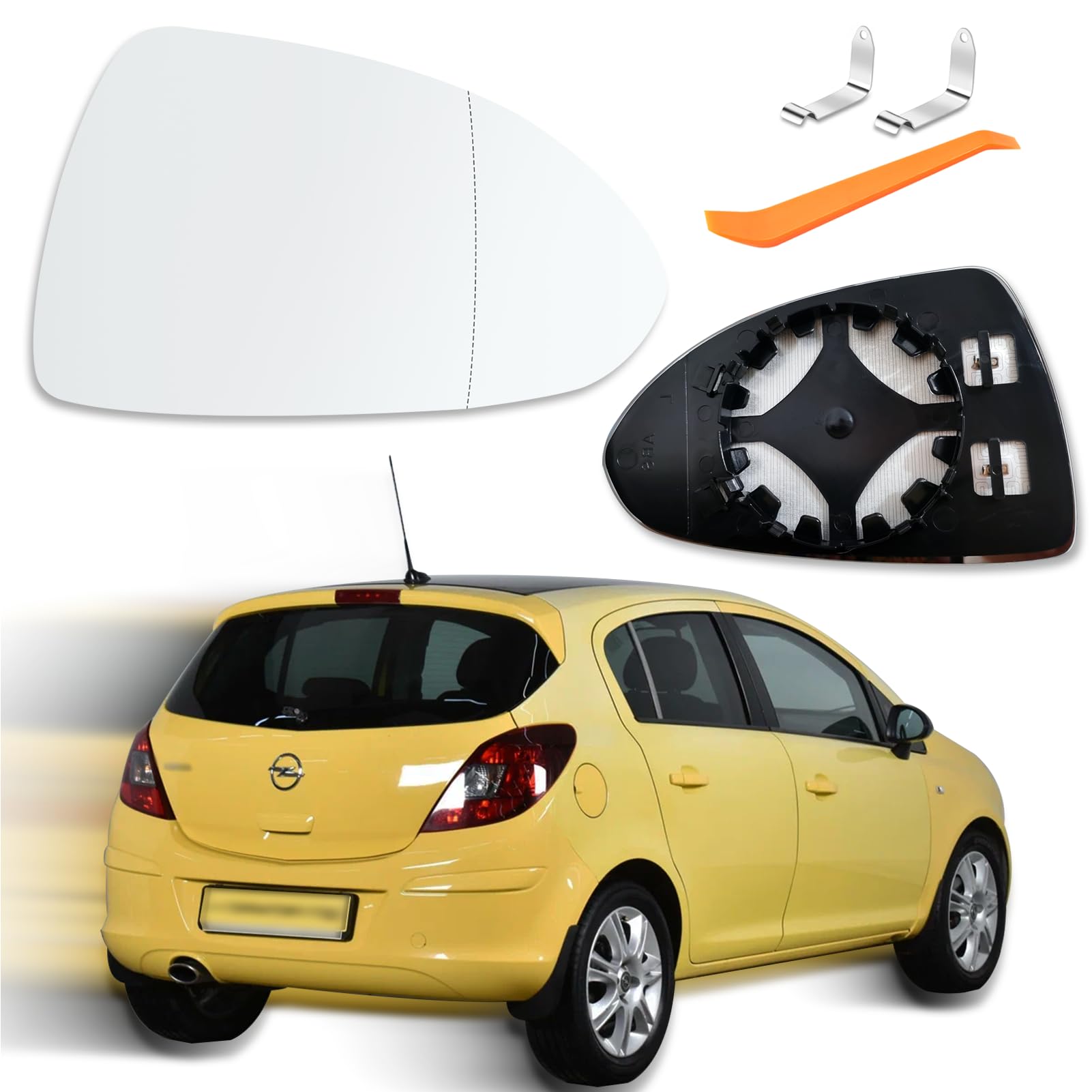 Spiegelglas für Opel Corsa D 2006-2014 Corsa E 2014-2019 | Außenspiegel für Opel Corsa D E Beifahrerseite Beheizbar Ersatzspiegelglas Asphärisch Auto Spiegel Rechts Seitenspiegel Glas Ersatz Angebot bei HelloDeals