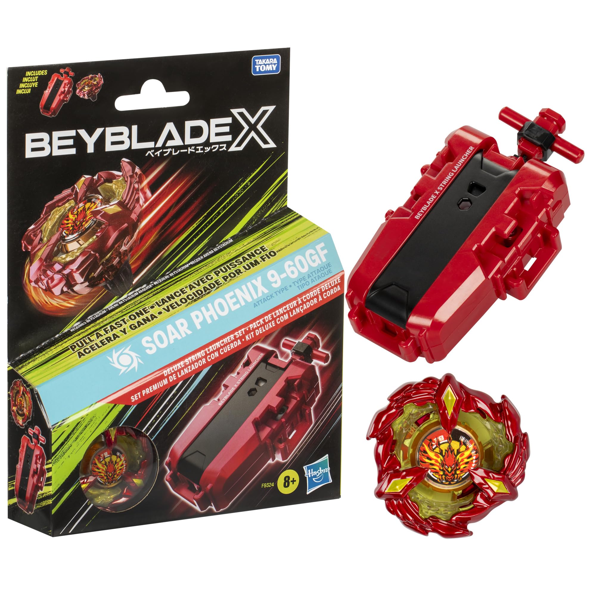Beyblade X Soar Phoenix 9-60GF Deluxe Schnur-Starter Set, mit 1 Starter und 1 Kreisel, mit X-Celerator und mit 2 Klicks zusammenzubauen SOAR PHOENIX & LAUNCHER Angebot bei HelloDeals