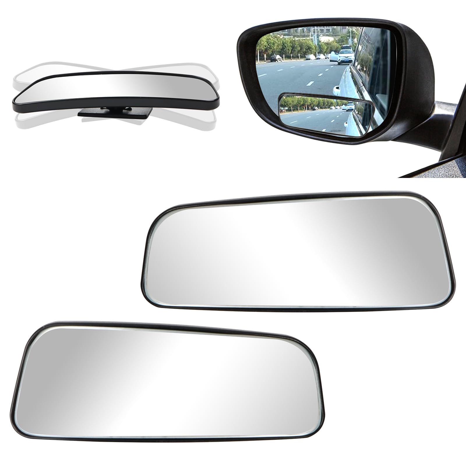 2 PCS Toter Winkel Spiegel für Autos, Konvexer Rückspiegel mit HD-Glasrahmen, Einstellbar 360° Weitwinkel Seite Rückspiegel für LKWs, Autos, SUVs, Wohnmobile und Vans Angebot bei HelloDeals