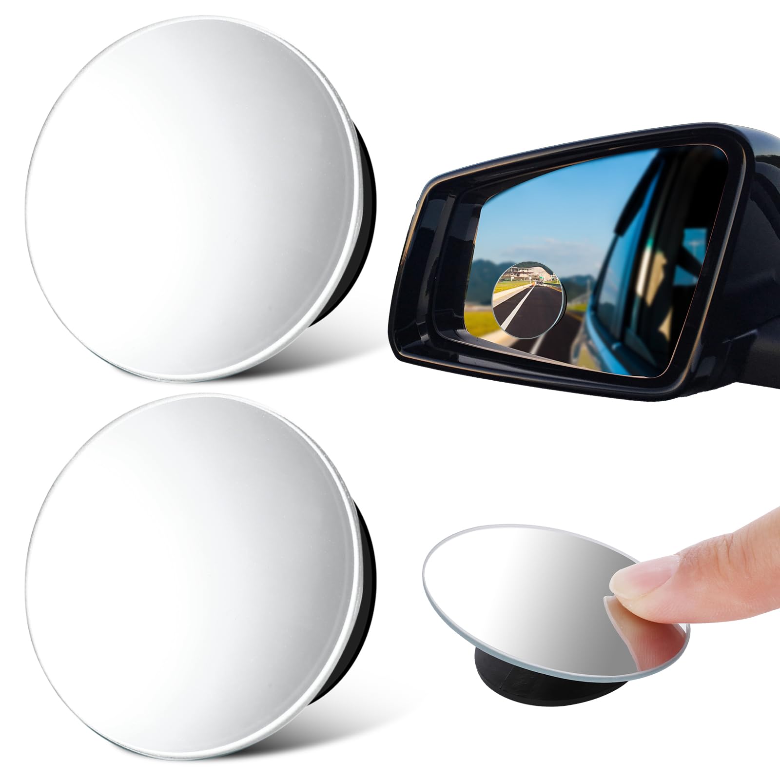 Piriuuo 2 Stück Auto Toter Winkelspiegel, Verstellbarer Wasserdichter Rahmenloser Weitwinkel Konvexspiegel Selbstklebend Weitwinkelspiegel Winkelverstellbarer Toter Winkel Spiegel für Auto, LKW,SUV Angebot bei HelloDeals