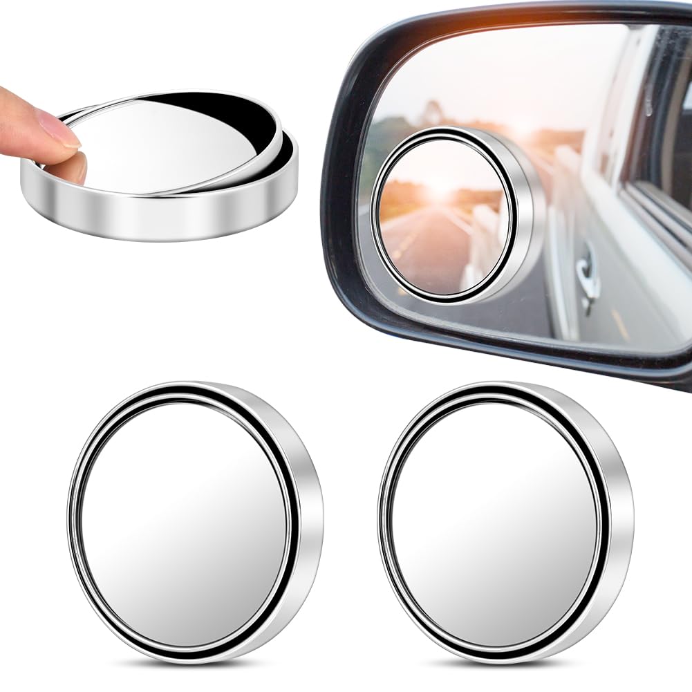 HOTUT Toter Winkel Spiegel,2 Stück 360° Verstellbar HD Konvex Spiegel,Rückspiegel mit gerahmtem,Selbstklebende Blindspiegel für Autos, LKWs, SUVs, Fahrschulspiegel (Silber) Angebot bei HelloDeals