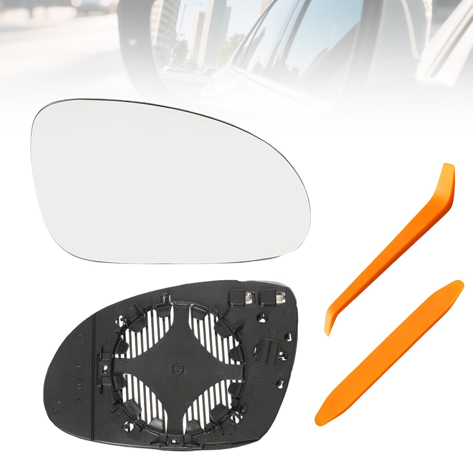 HAPPOW Rechter Spiegelglas für VW Golf MK5/Golf Plus/Golf R32 Rabbit/Jetta/Passat B6/Skoda Superb/EOS, 3C0 857 522 Spiegelglas Ersatz, Heizung HD-Glas ABS-Rückplatte mit Montagewerkzeugen Angebot bei HelloDeals