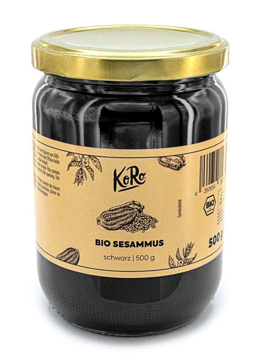 Koro - Bio Schwarzes Tahin - 500 g - Ein wahrer Gaumenschmaus aus 100% Bio schwarzer Sesam 500 g (1er Pack) Angebot bei HelloDeals
