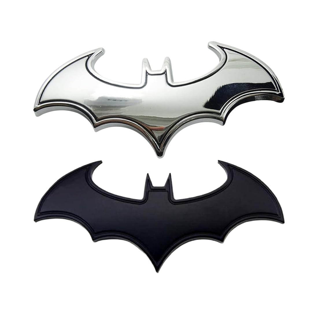 YUZNA 2 Stück 3D-Edelstahl-Batmobil-Emblem, Kunststoff mit Schaumstoff-Kleberückseite, Chrom-Metall-Auto-Logo-Aufkleber, Fledermaus-Emblem (Chrom) Angebot bei HelloDeals