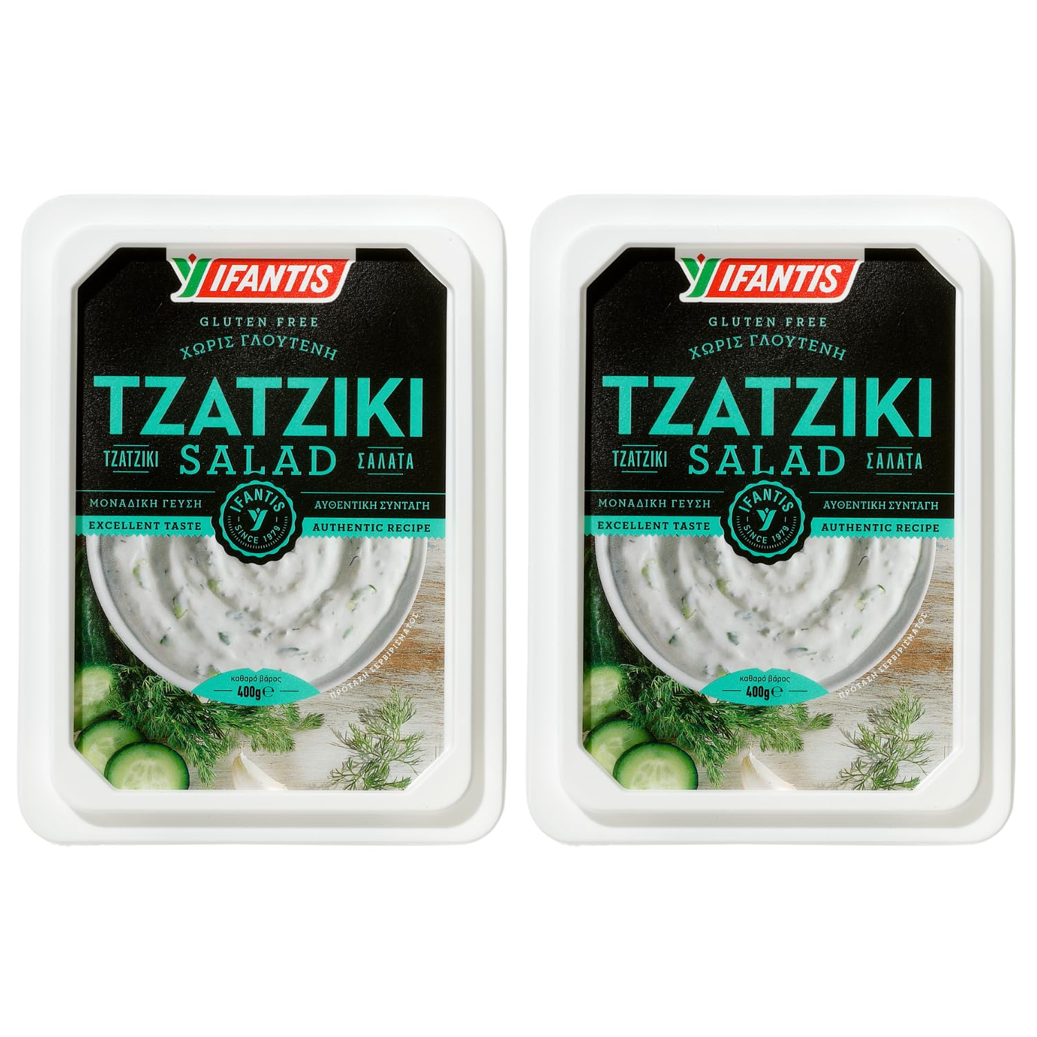 Zaziki Dip 2x 400g Ifantis | Griechischer Tsatsiki mit Joghurt, Gurke & Knoblauch | Frisch-cremiger Brotaufstrich | Ideal zu Fleisch & Gemüse | + 20ml Jassas Olivenöl Angebot bei HelloDeals