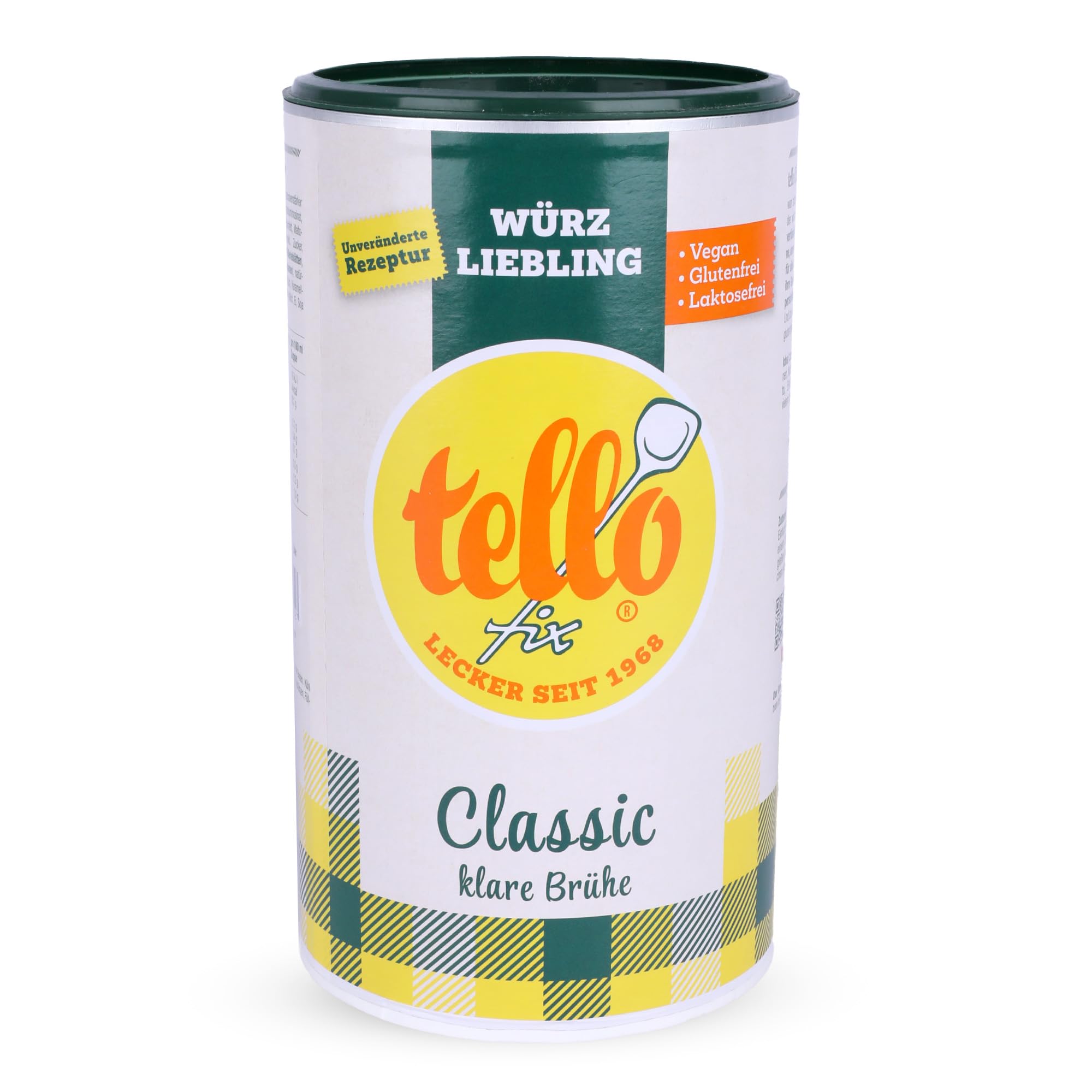 tellofix Classic Klare Brühe 900g, vielseitige Gemüse Brühe, als Universal-Würzmittel zum Verfeinern von Suppen - kalorienarm, glutenfrei, lactosefrei & vegan, keine Farb- oder Konservierungssstoffe Klare Brühe 900 g (1er Pack) Angebot bei HelloDeals