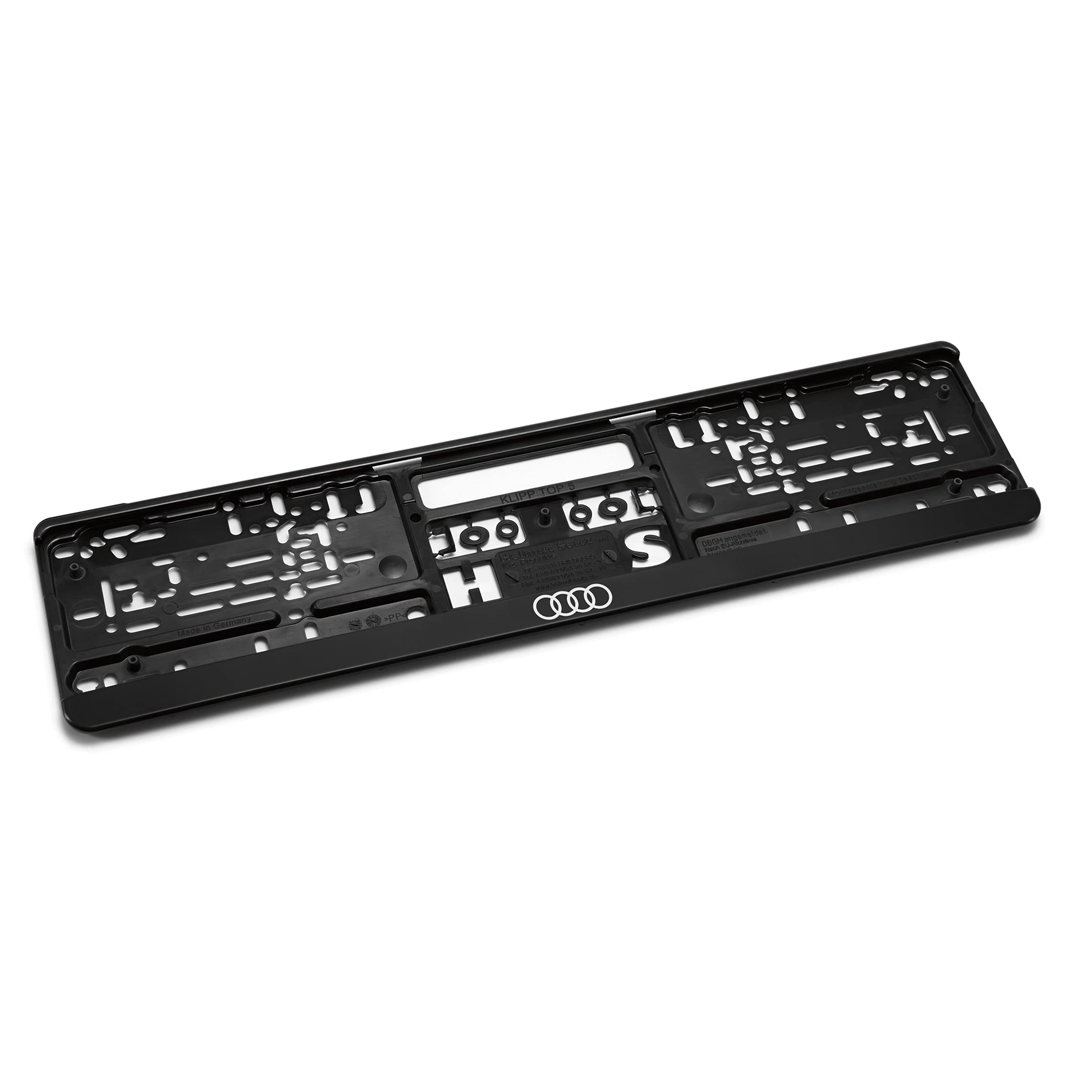 Audi 3292100100 Kennzeichenhalter Ringe Logo Kennzeichenträger, schwarz Angebot bei HelloDeals