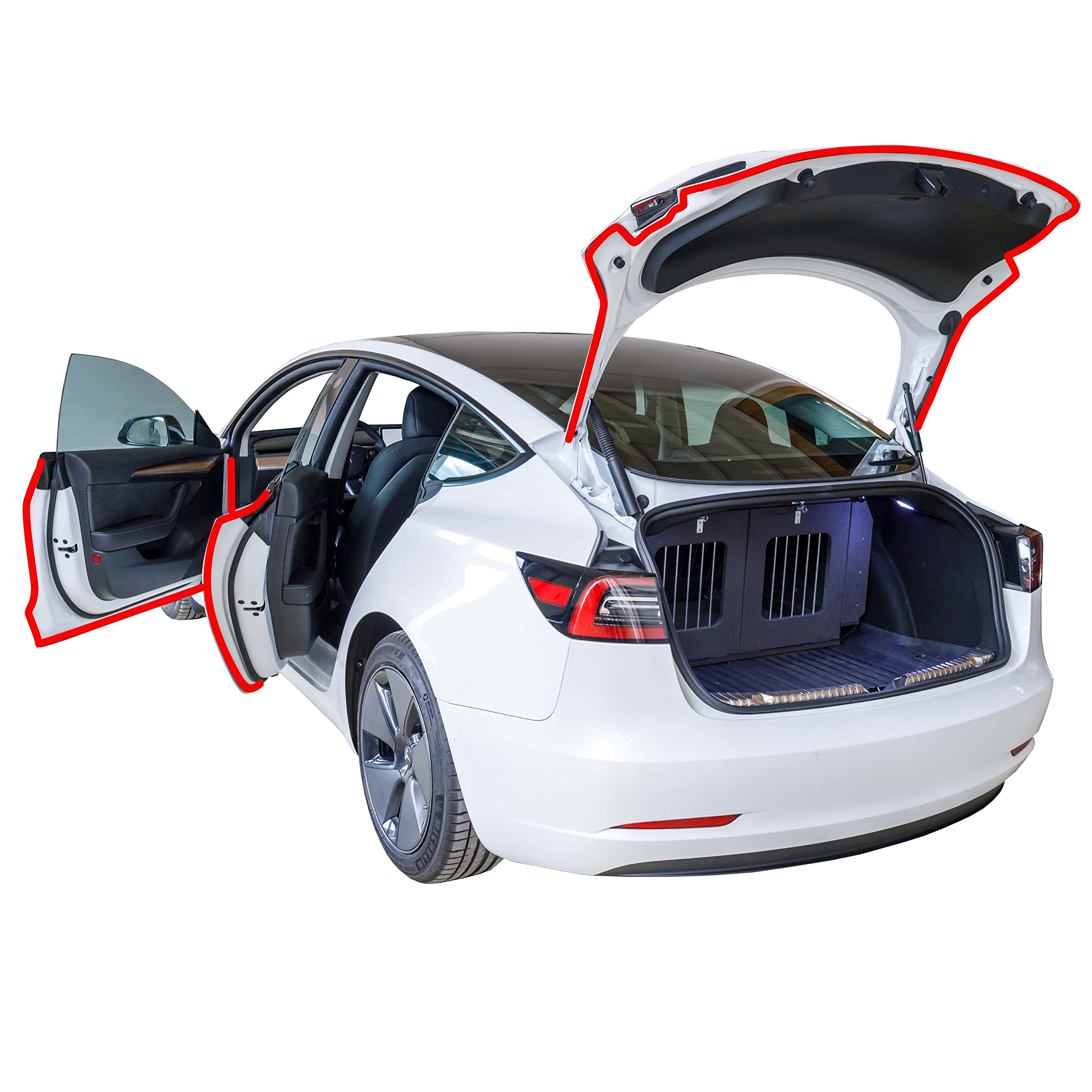 Tesvolution® Dichtungsset Tesla Model 3 2021 + 2022 + 2023 + 2024 + 2025 - Türdichtungssatz Schallschutzgummi Dichtungsstreifen Windgeräusche Zubehör Tuning Angebot bei HelloDeals