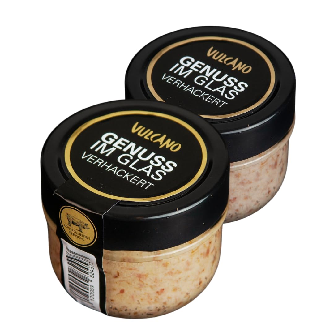 Vulcano Verhackert | Würzige Steichsalami Mettaufstrich im Glas aus Schweinefleisch | Brotaufstrich 2 x 190g | Österreischisches Qualitätsprodukt Angebot bei HelloDeals