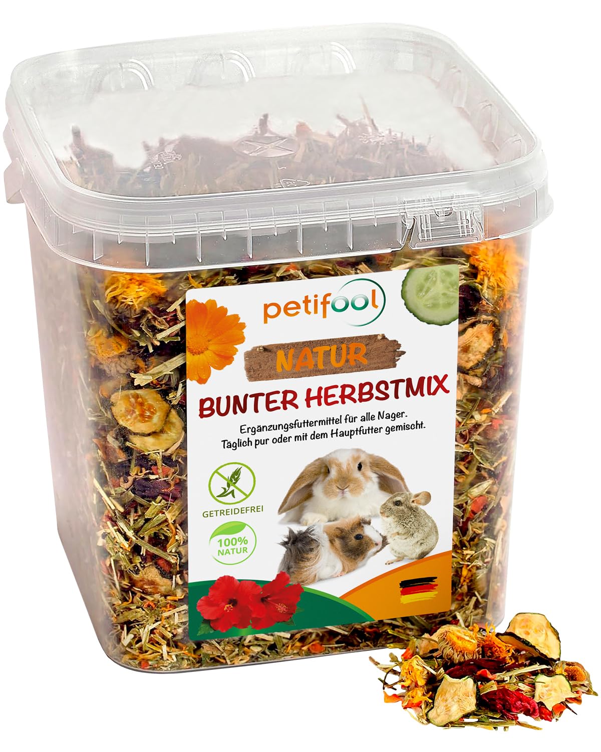 petifool Nager-Ergänzungsfutter "Bunter Herbstmix", natürliches und gesundes Kaninchenfutter, 1er Pack (1 x 650 g) Angebot bei HelloDeals