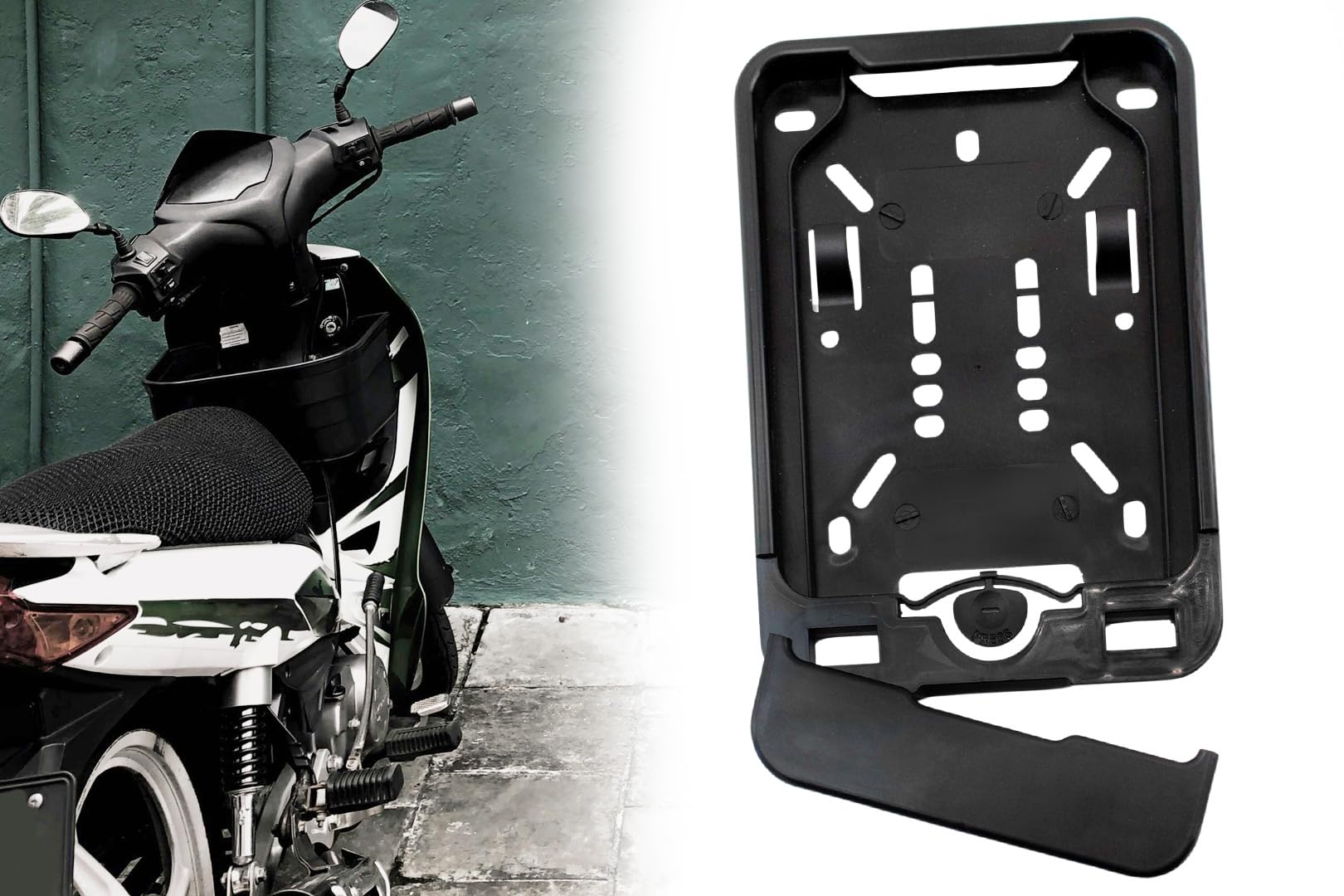 Wechselrahmen Kennzeichenhalter 135x110 für Mofa, Roller, E-Bike, Moped - Schnelle & unkomplizierte Montage, praktische Klappfunktion, Robustes & langlebiges Material Angebot bei HelloDeals