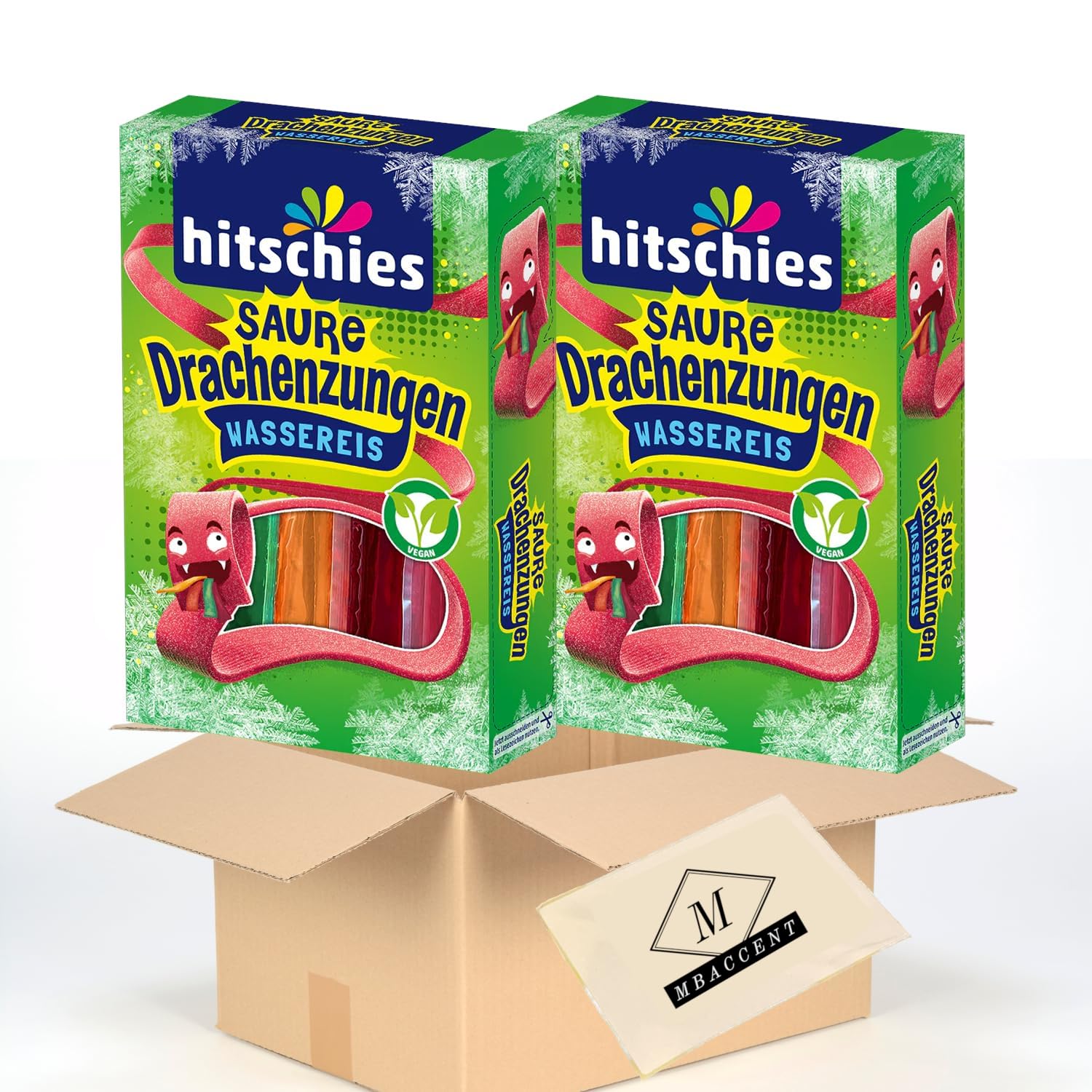 2x Hitschies Saure Drachenzungen Wassereis Set Hitschler 2x400ml (800ml) by MBaccent + MBAccent Sticker Angebot bei HelloDeals