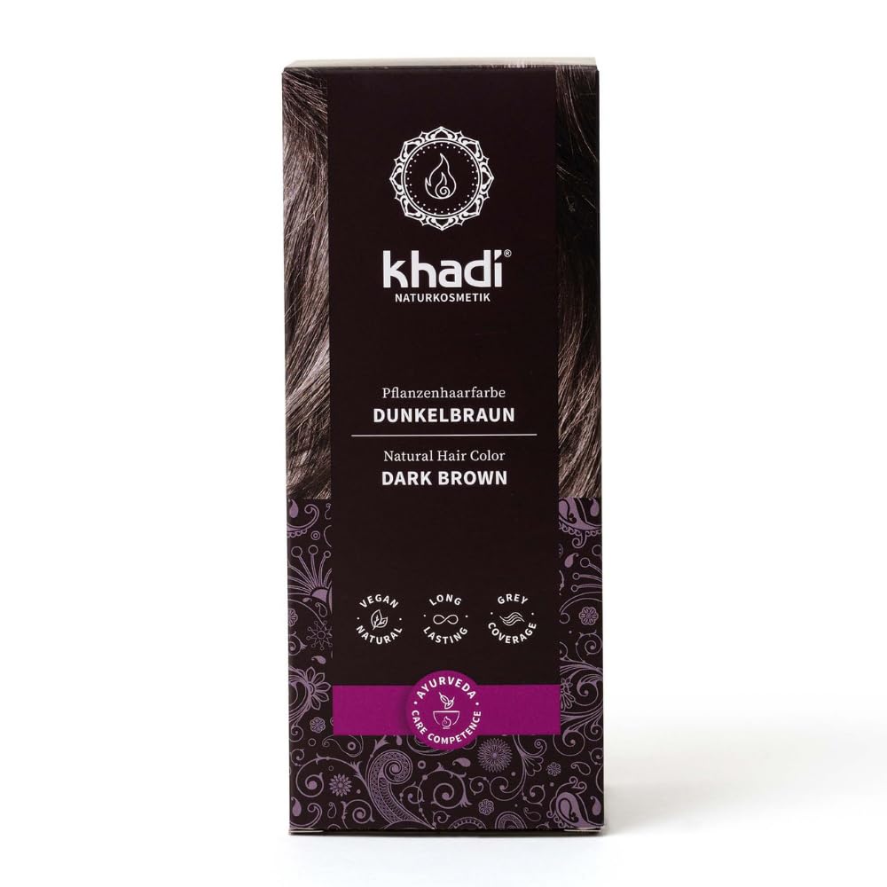 khadi DUNKELBRAUN Pflanzenhaarfarbe - Haarfarbe für tiefes, glänzendes Dunkelbraun bis kräftiges Schwarzbraun - 100% pflanzlich & natürlich - 100g Dunkelbraun 100 g (1er Pack) Single Angebot bei HelloDeals