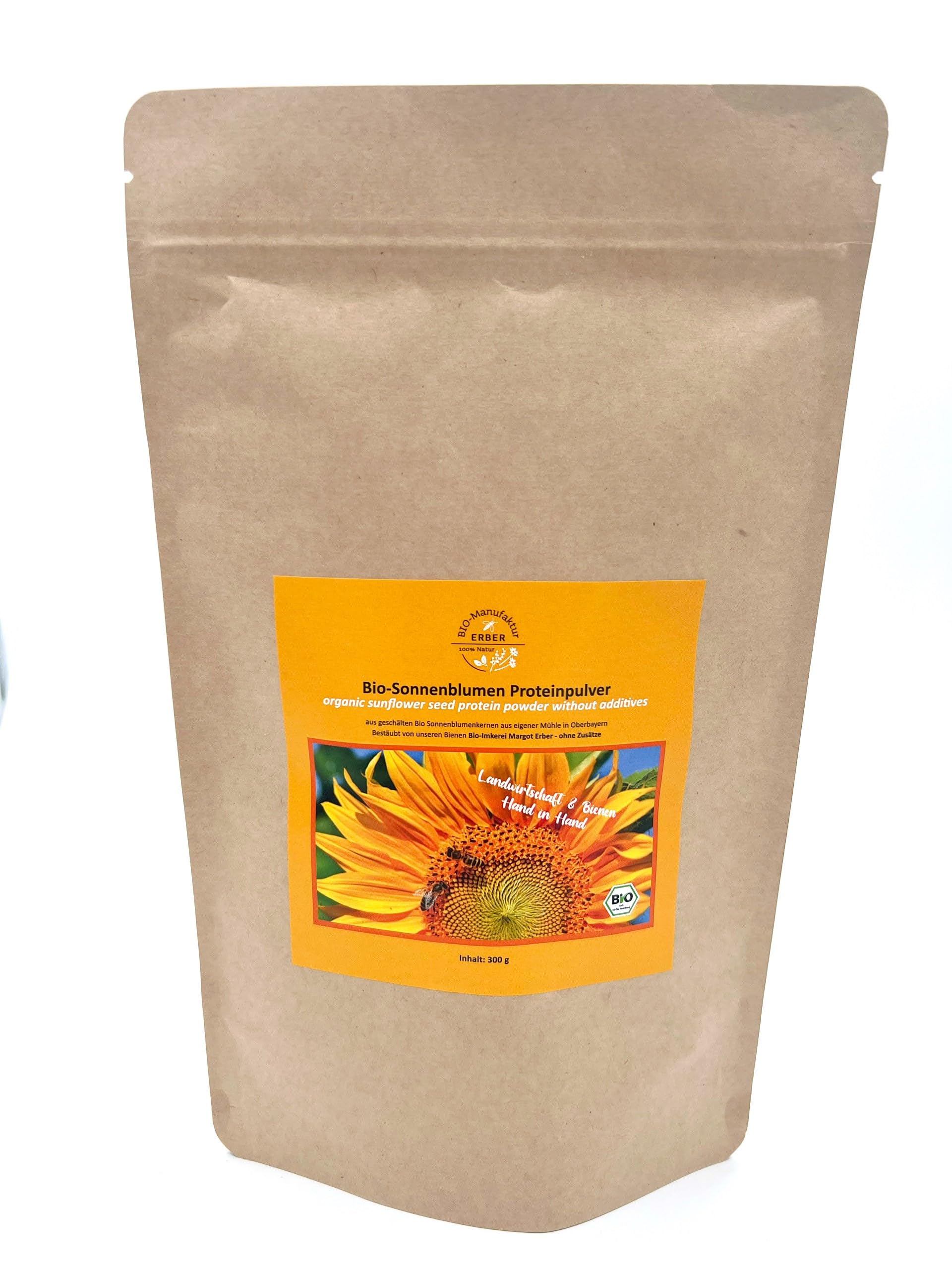 Bio-Sonnenblumen Proteinpulver 300 g - 100% reines Sonnenblumenprotein aus Deutschland/Oberbayern- ohne Zusatzstoffe, vegane Proteinquelle, verschließbare Tüte Angebot bei HelloDeals