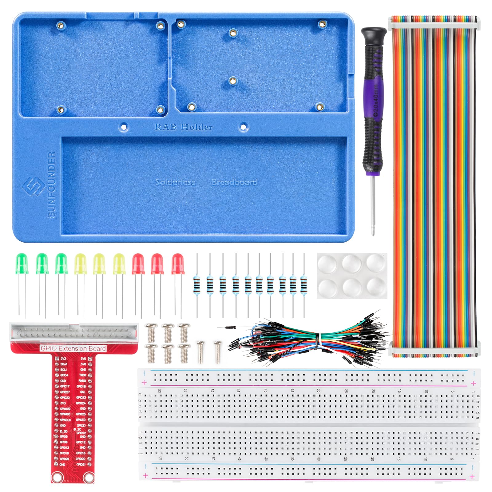SUNFOUNDER RAB Holder Kit - Raspberry Pi Breadboard Kit with 830 Points solderless Circuit Board Compatible with Arduino & Raspberry Pi 4B, 3B+, 3B, 2B, 1 Model B+ A+ Angebot bei HelloDeals