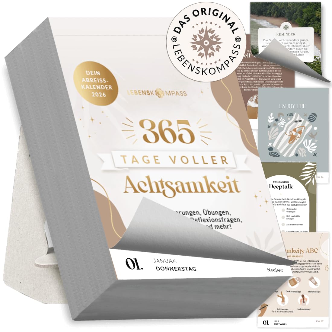 Lebenskompass® Abreißkalender 2026 - Tagesabreißkalender 2026 für 365 Tage Achtsamkeit und Inspiration - Abreisskalender 2026 täglich Sprüche, Übungen und Tipps für ein erfülltes Jahr Angebot bei HelloDeals