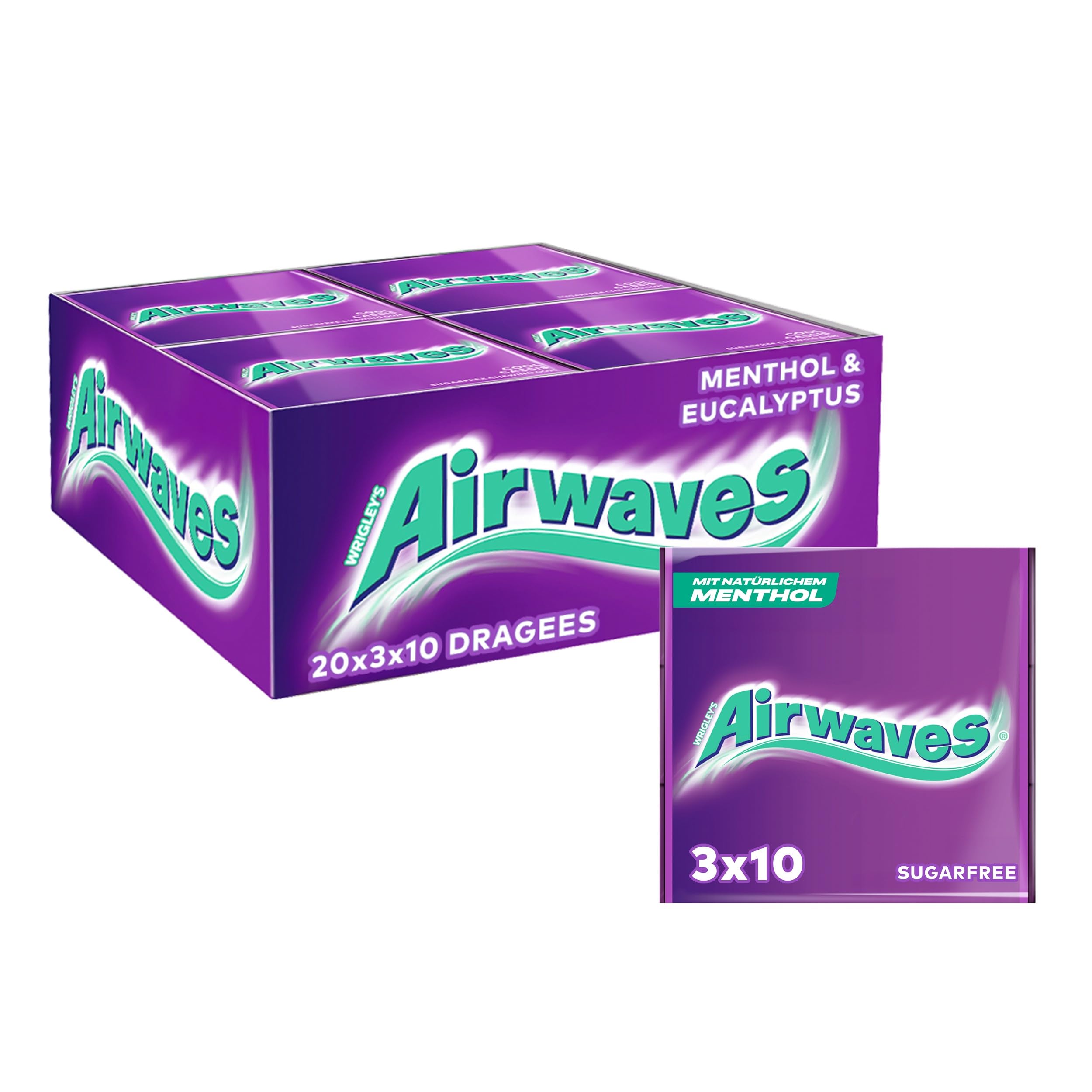 Airwaves Kaugummi | Cool Cassis | Lila, zuckerfrei | 20 x 3 Packungen (20 x 3 x 10 Dragees) Cool Cassis 30 Stück (20er Pack) Angebot bei HelloDeals