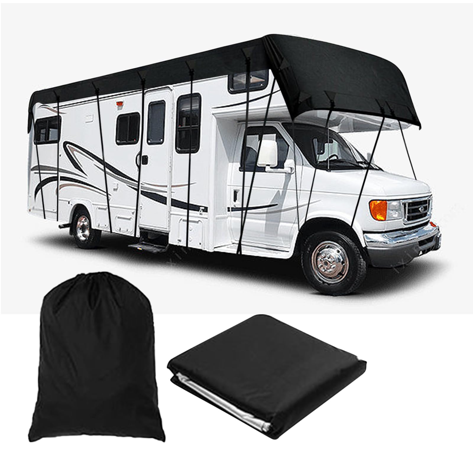 Wohnwagen Wohnmobil Schutzhülle Dachschutz Abdeckung 210D Oxford Gewebe Wohnmobil Top Cover Dachschutz Schwarz (7,5 x 3 m) 7.5 x 3 m Angebot bei HelloDeals
