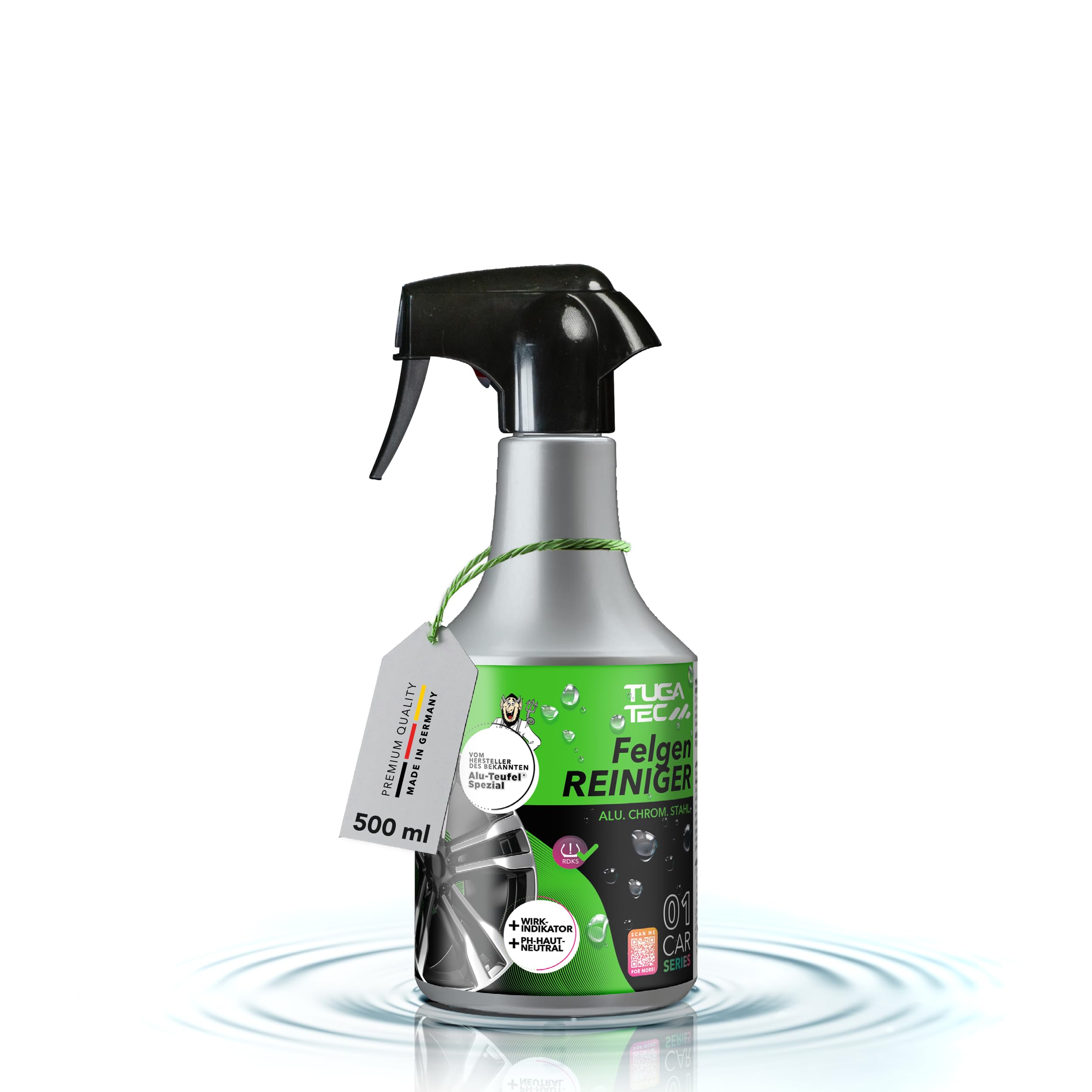 TUGA TEC Felgenreiniger Premium 500 mL – ph-neutral, Stark gegen Bremsstaub & Verschmutzungen – Wirkindikator – Für Alufelgen, Stahlfelgen & Chrom – Made in Germany Angebot bei HelloDeals
