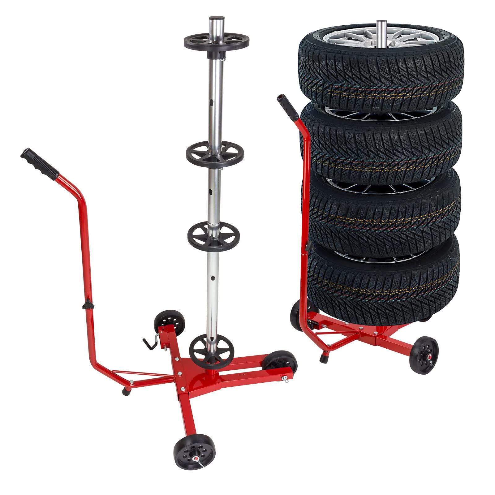 DEMA Reifenständer – Mobil fahrbarer Reifenhalter für PKW, Felgenbaum, Reifenwagen, Felgenständer, für Autoreifen, stabil & praktisch, ideal für Werkstatt und Garage Angebot bei HelloDeals