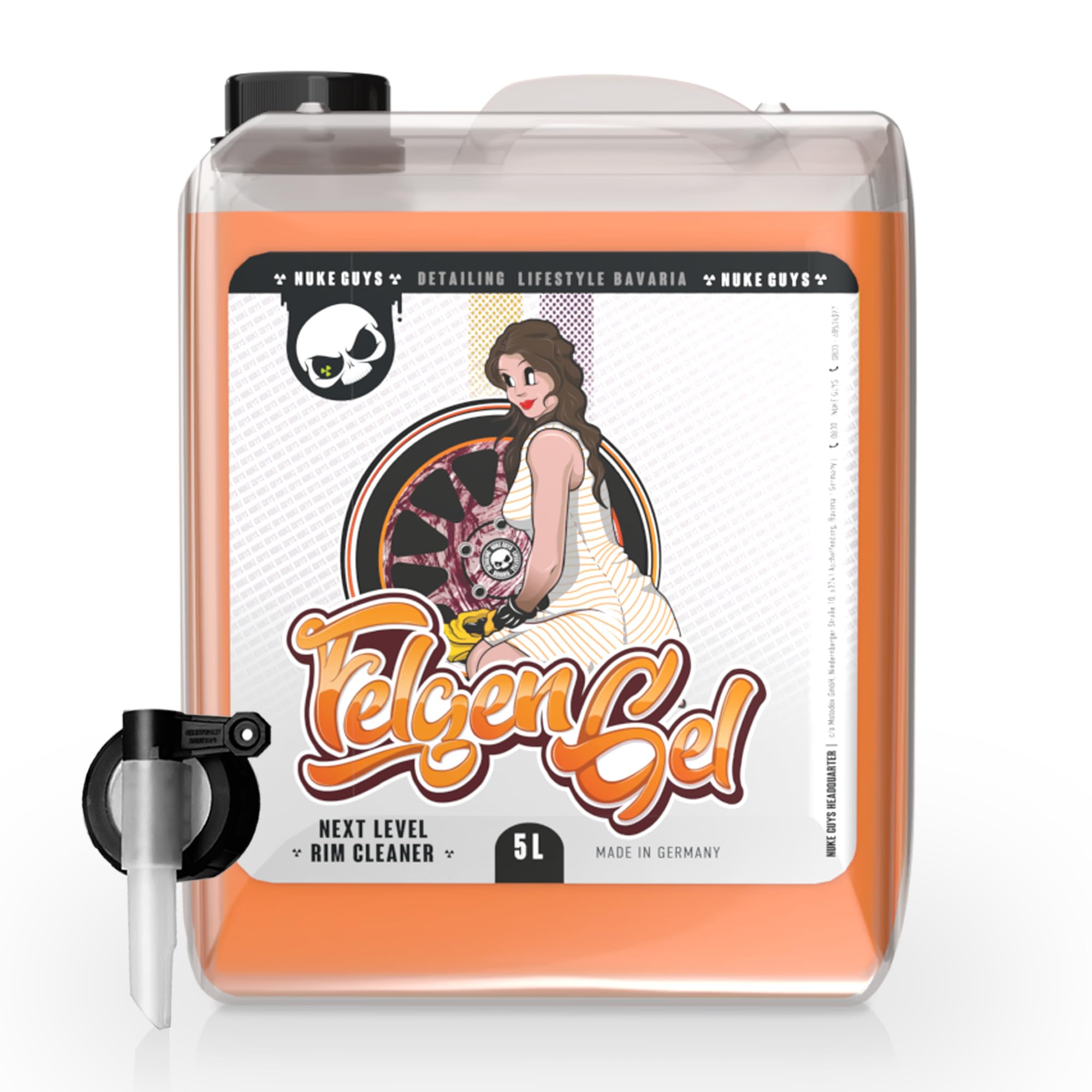 Nuke Guys Felgengel Felgenreiniger, 5L Kanister mit Auslaufhahn, pH neutral für Alufelgen, Stahlfelgen und Radkappen geeignet, sanft und kraftvoll, entfernt Bremsstaub & Flugrost 5L Kanister + Auslaufhahn Angebot bei HelloDeals