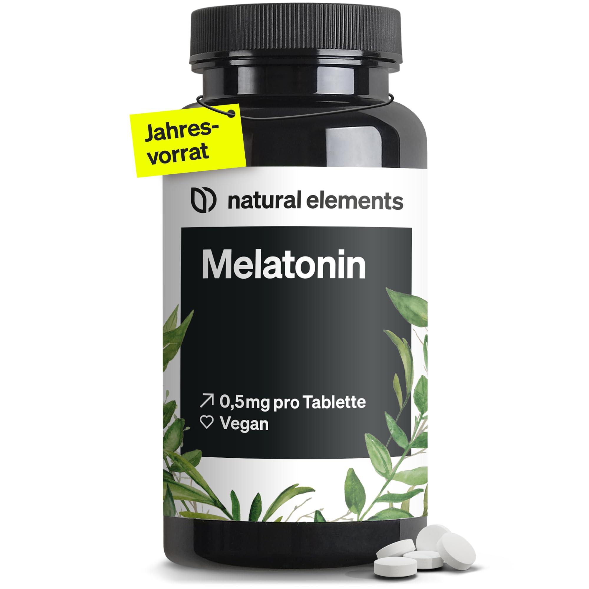 natural elements Melatonin – 365 Tabletten – 0,5mg Melatonin pro Tablette – hochdosiert – Ohne unerwünschte Zusätze – Laborgeprüft – Alternative zu Einschlafspray - 100% vegan Angebot bei HelloDeals