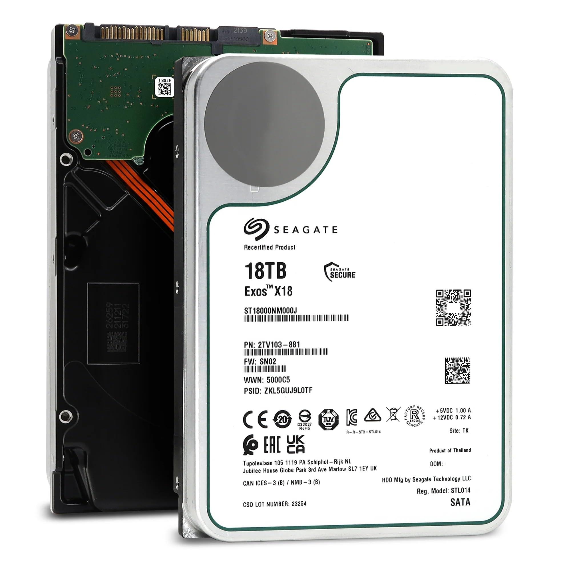 Seagate EXOS X18 18TB ST18000NM000J Interne Server Festplatte, 3,5 Zoll HDD SATA 6GB/S 7200RPM 256MB 24X7 Verfügbarkeit (Generalüberholt) Angebot bei HelloDeals