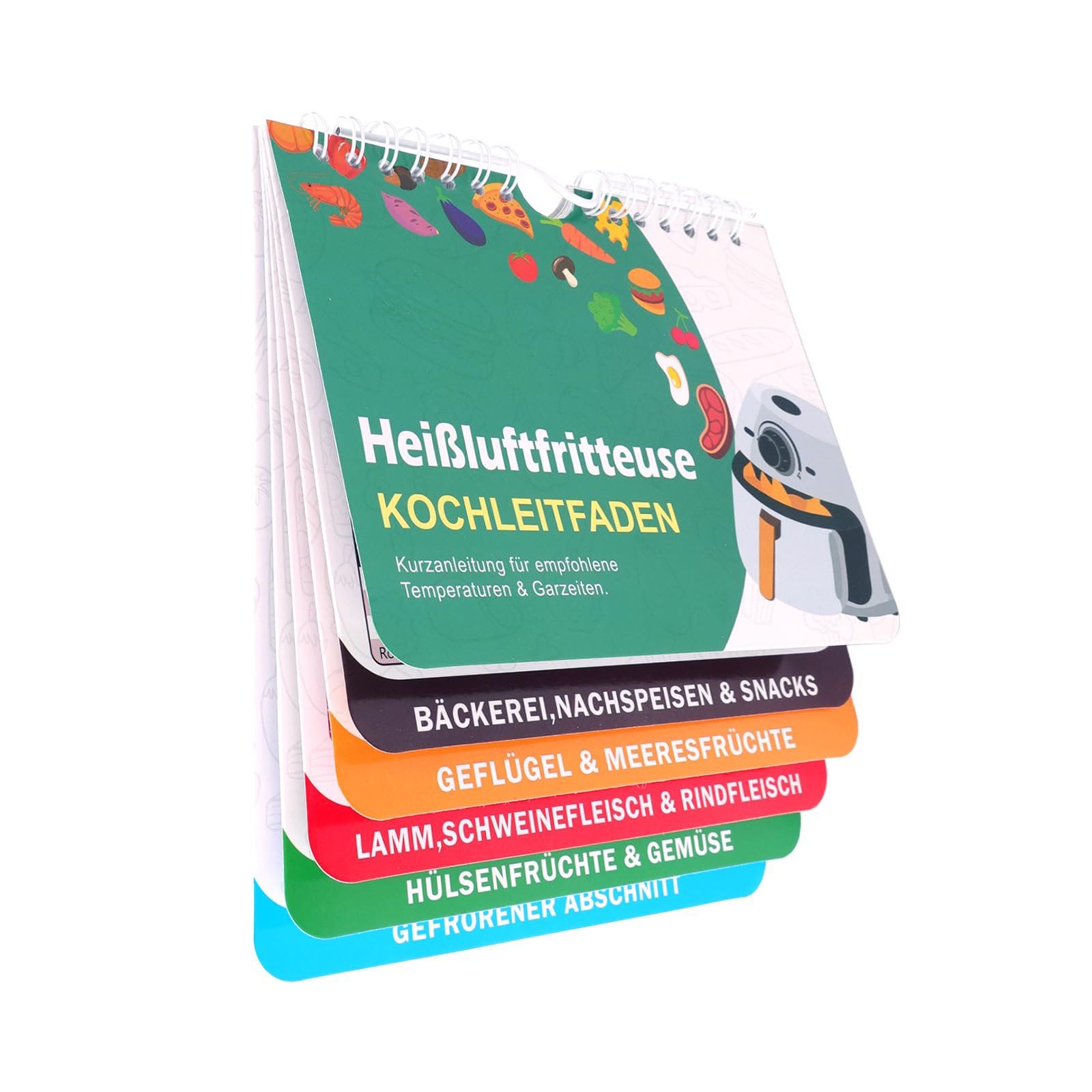 Airfryer Zubehör, 133 Rezepte kompakter Spickzettel für Temperatur, Dauer Menge, Deutsches Airfryer Kochbuch, Zubehör für Ninja Heißluftfritteuse,Air Fryer Rezeptbuch für Ninja COSORI PHLIPS Panasonic Angebot bei HelloDeals
