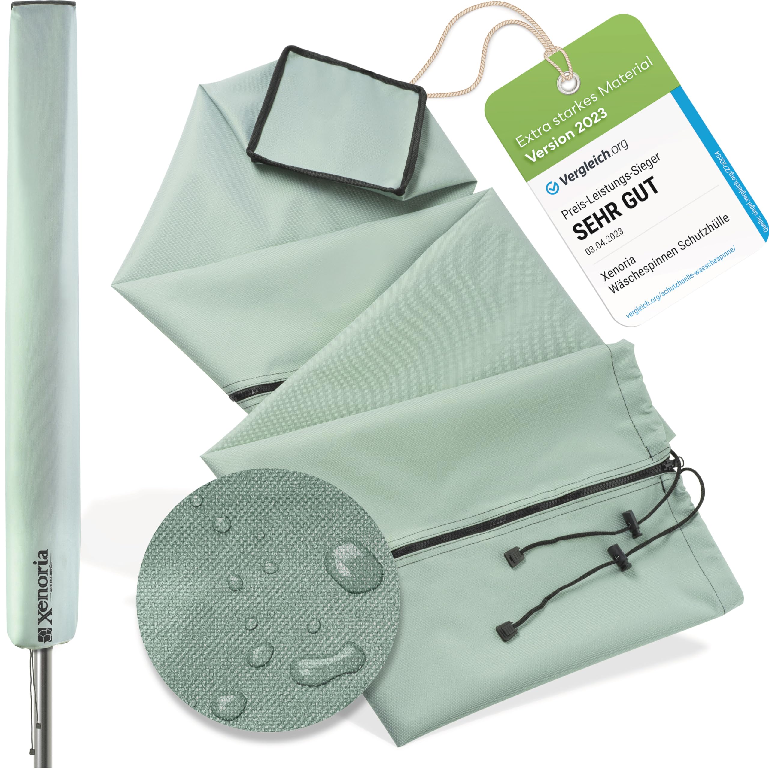 Xenoria Premium Wäschespinnenschutz | Passend für alle Modelle | Robustes 600D Oxfordgewebe | Wasserabweisend & UV-beständig | Reißverschluss auf ganzer Länge | Größe 165cm | Graugrün 165cm Graugrün Angebot bei HelloDeals
