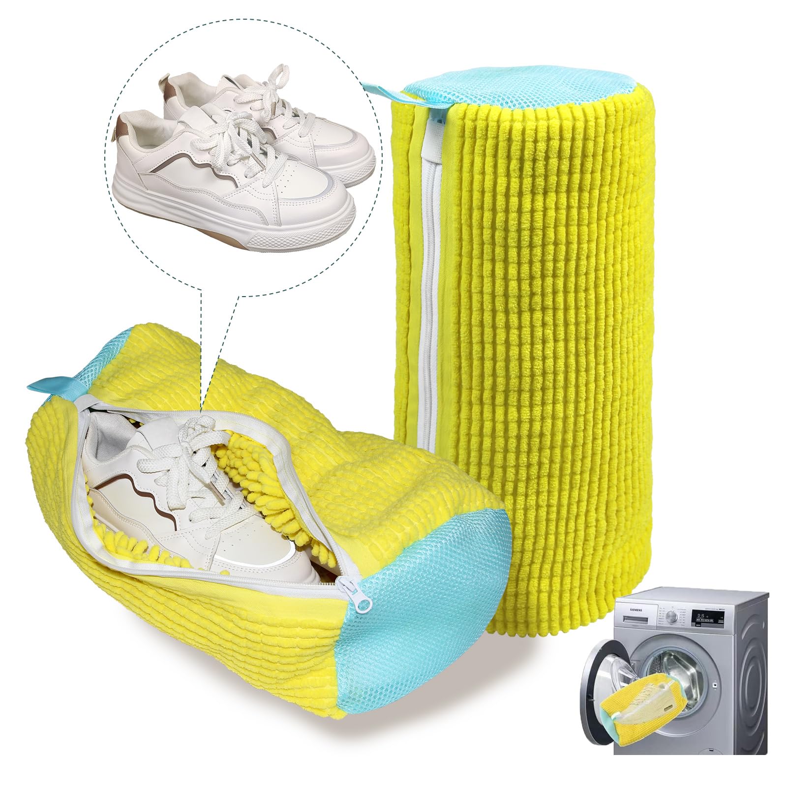 Schuhwaschbeutel Waschmaschine 2 Stück Wiederverwendbarer Waschbeutel für Sneakers Universell Geeignet für Alle Schuharten und Größen, Schützt Schuhe und Waschmaschine(Gelb, 2 Stück) 2 X Gelb Angebot bei HelloDeals