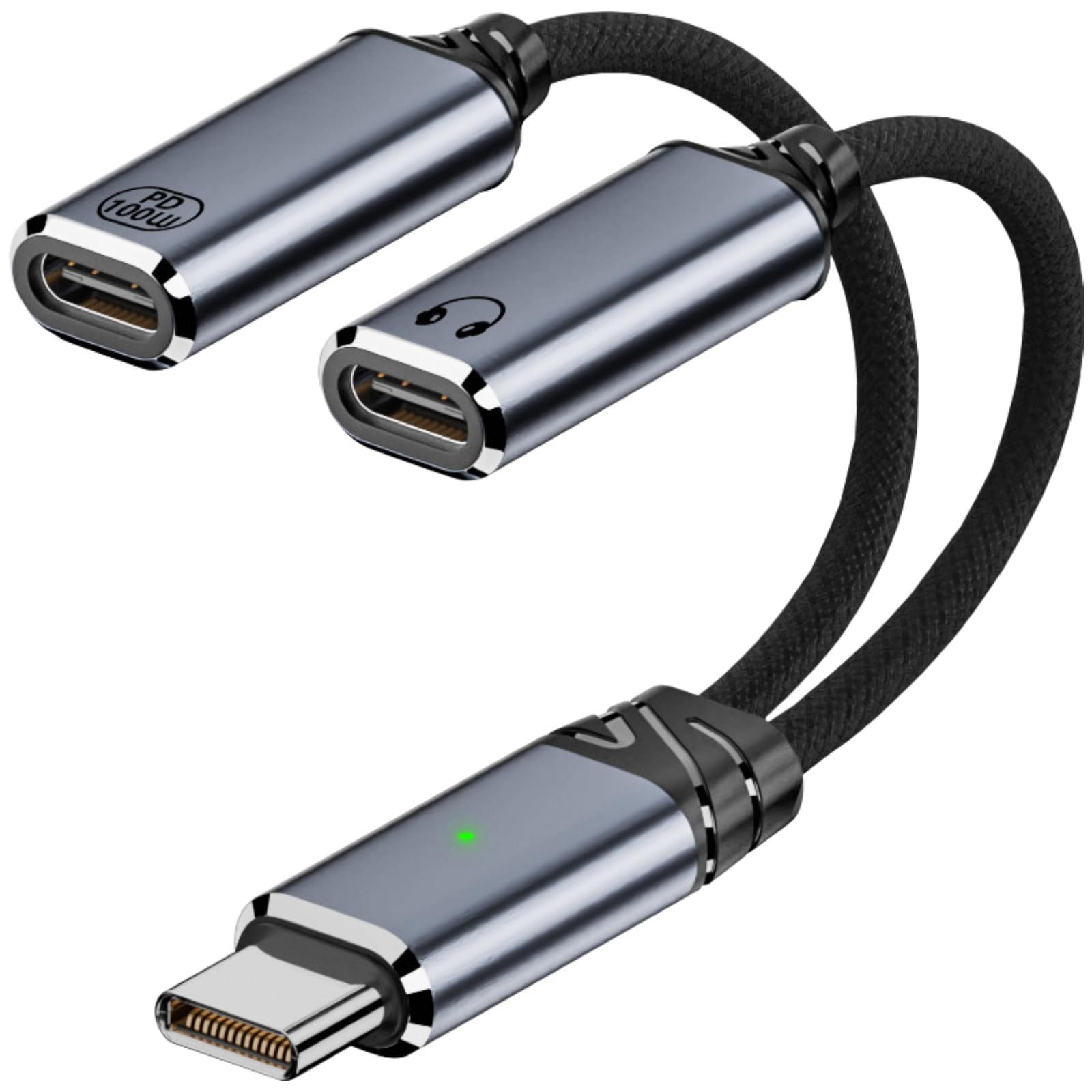 USB C Splitter 1 zu 2, Typ C Stecker auf 2 USB C Buchsen Kabel, Y Kabel Kopfhörer Adapter und 100W Fast Charging Adapter, für iPhone 16/Pro/Max, Samsung S24/S23 usw Grau 1 Grau Angebot bei HelloDeals